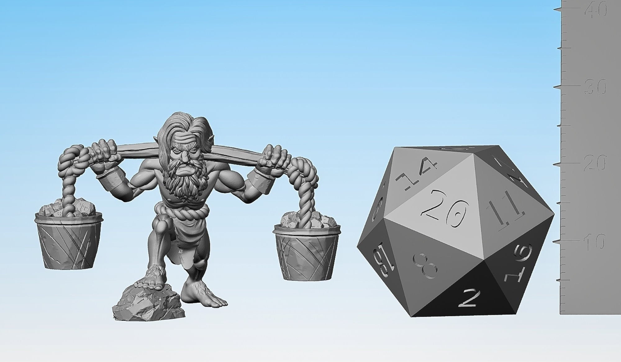 HALFLING "Slave with Buckets" | Dungeons and Dragons | DnD | Pathfinder | Tabletop | RPG | Hero Size | 28 mm-Role Playing Miniatures