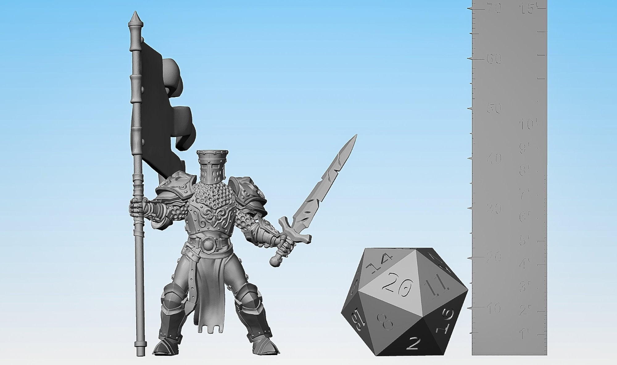 KNIGHT "Banner & Shield" #02 | Dungeons and Dragons | DnD | Pathfinder | Tabletop | RPG | Hero Size | 28 mm-Role Playing Miniatures