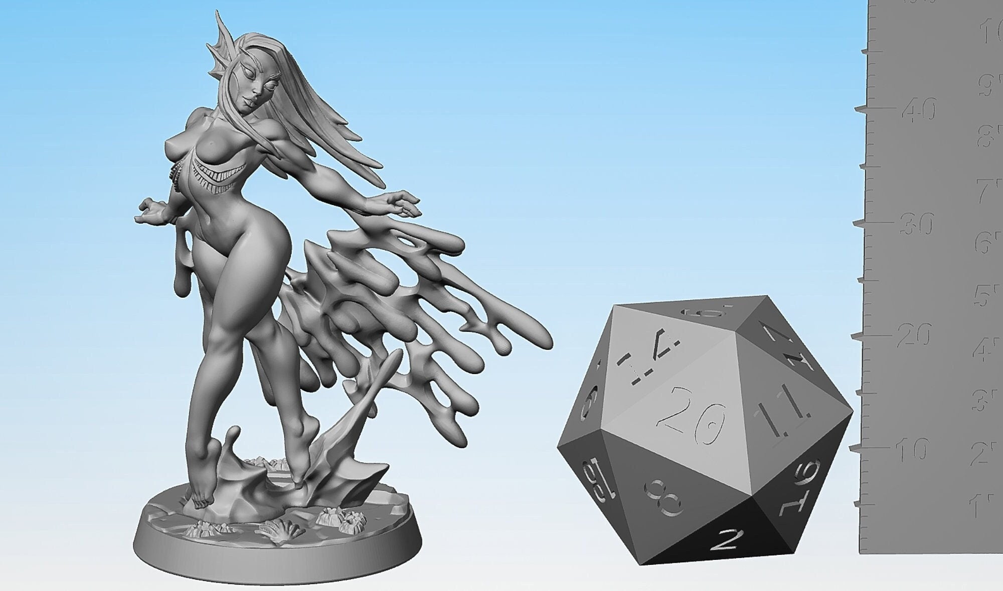 SEXY PINUP Sea Elf "Nymphea" | Dungeons and Dragons | DnD | Pathfinder | Tabletop | RPG | Hero Size | 28 mm-Role Playing Miniatures