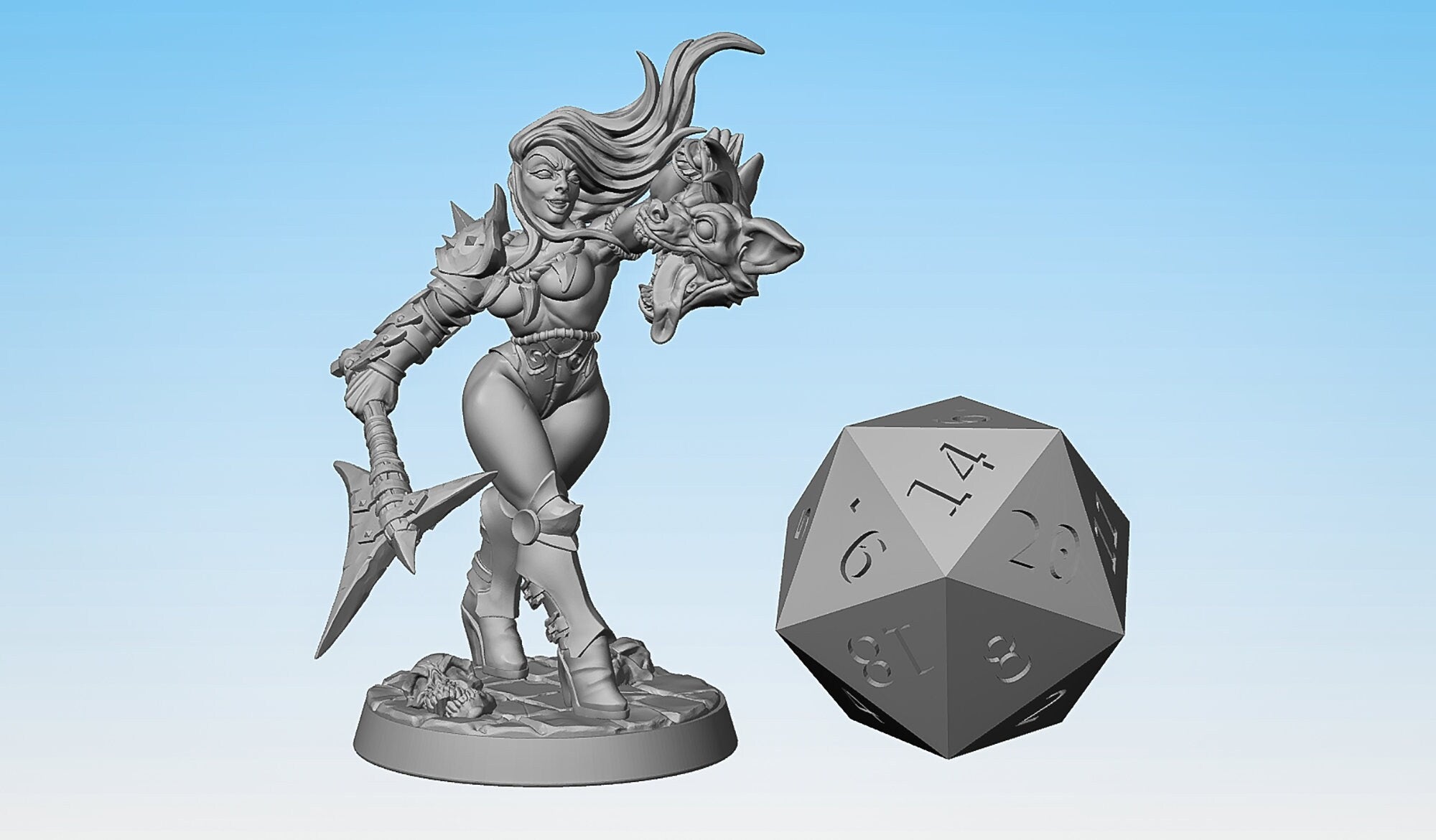 SEXY PINUP Barbarian "Perris Gnollslayer" | Dungeons and Dragons | DnD | Pathfinder | Tabletop | RPG | Hero Size | 28 mm-Role Playing Miniatures