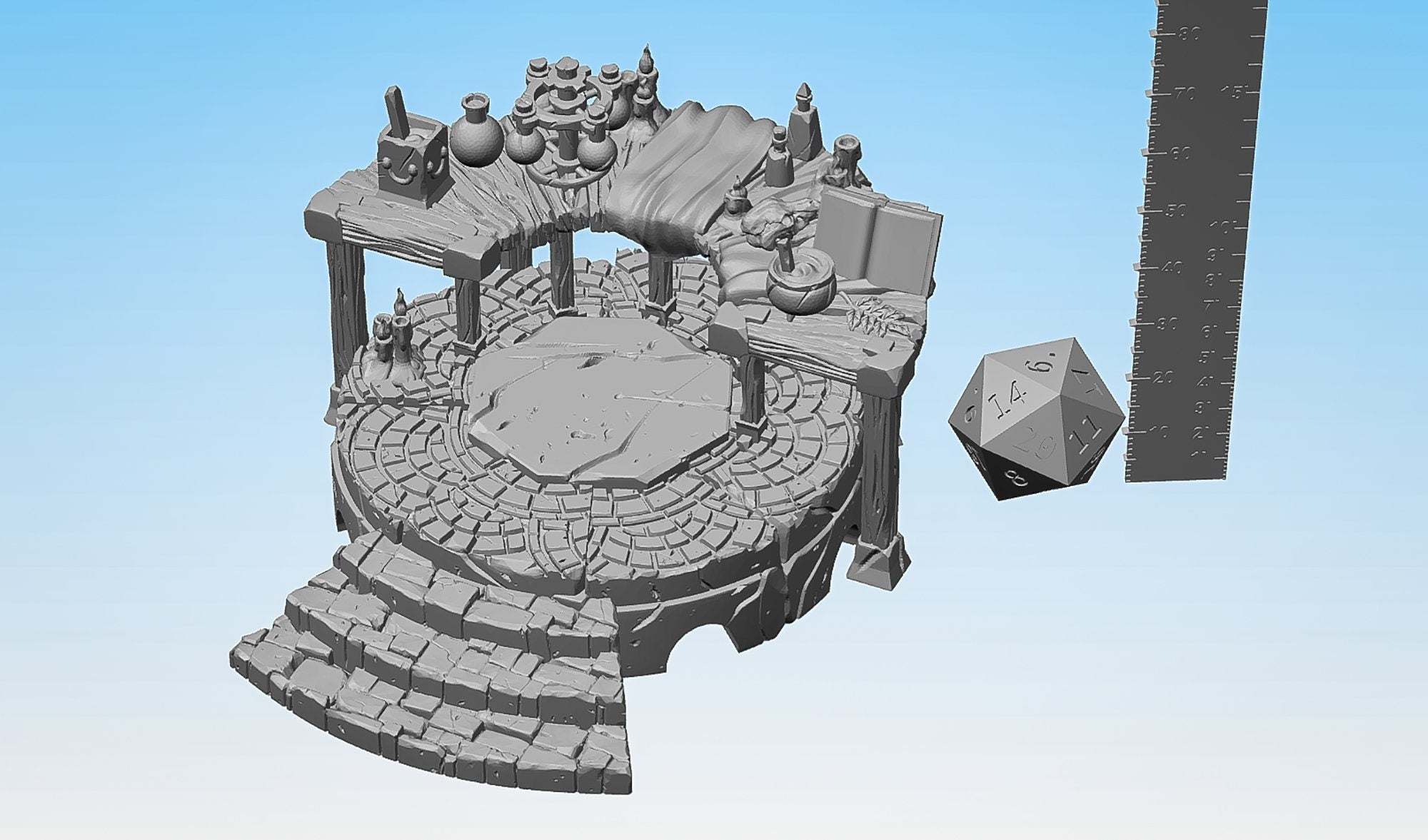 WIZARD TABLE "Fountain, Part 2 of 2" | Props | Dungeons and Dragons | DnD | Pathfinder | Tabletop | RPG | Hero Size | 28 mm-Role Playing Miniatures