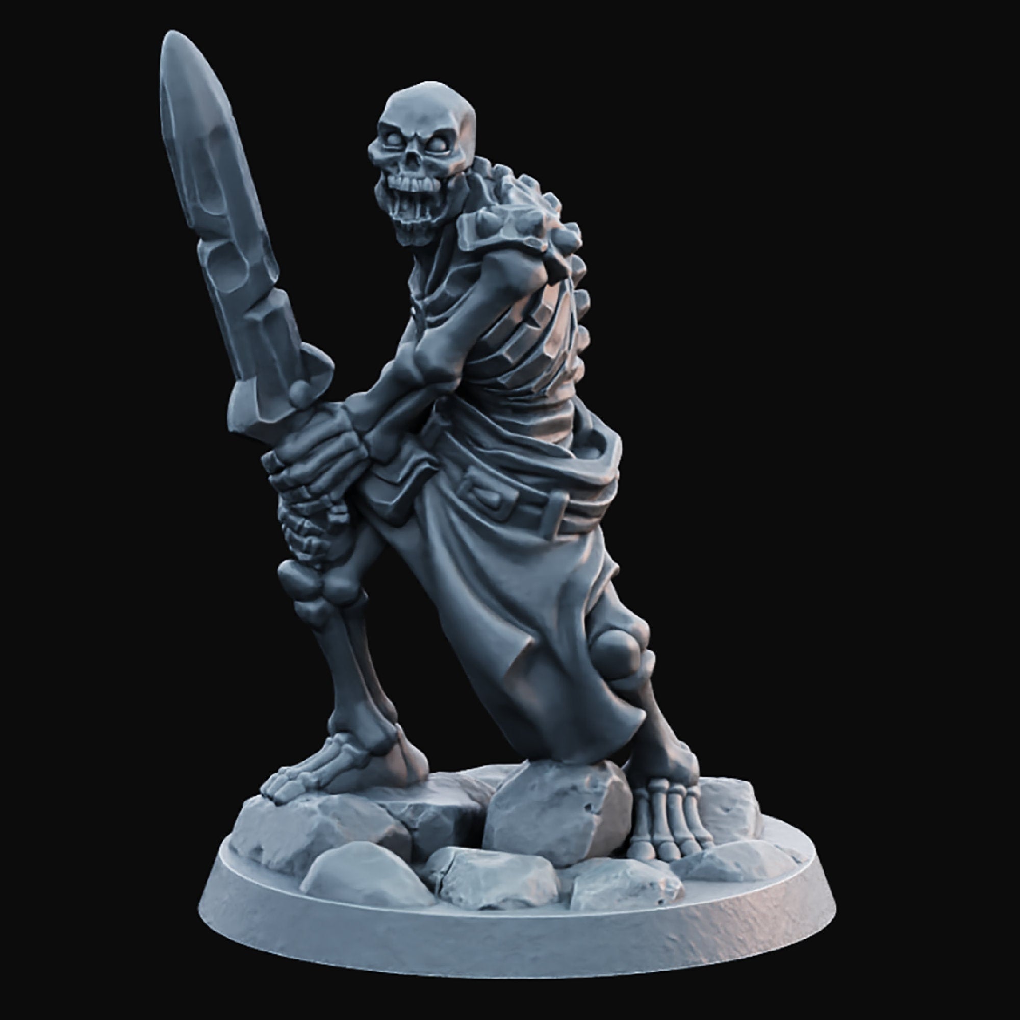 SKELETON FIGHTER "Barbarian #01" | Dungeons and Dragons | DnD | Pathfinder | Tabletop | RPG | Hero Size | 28 mm-Role Playing Miniatures