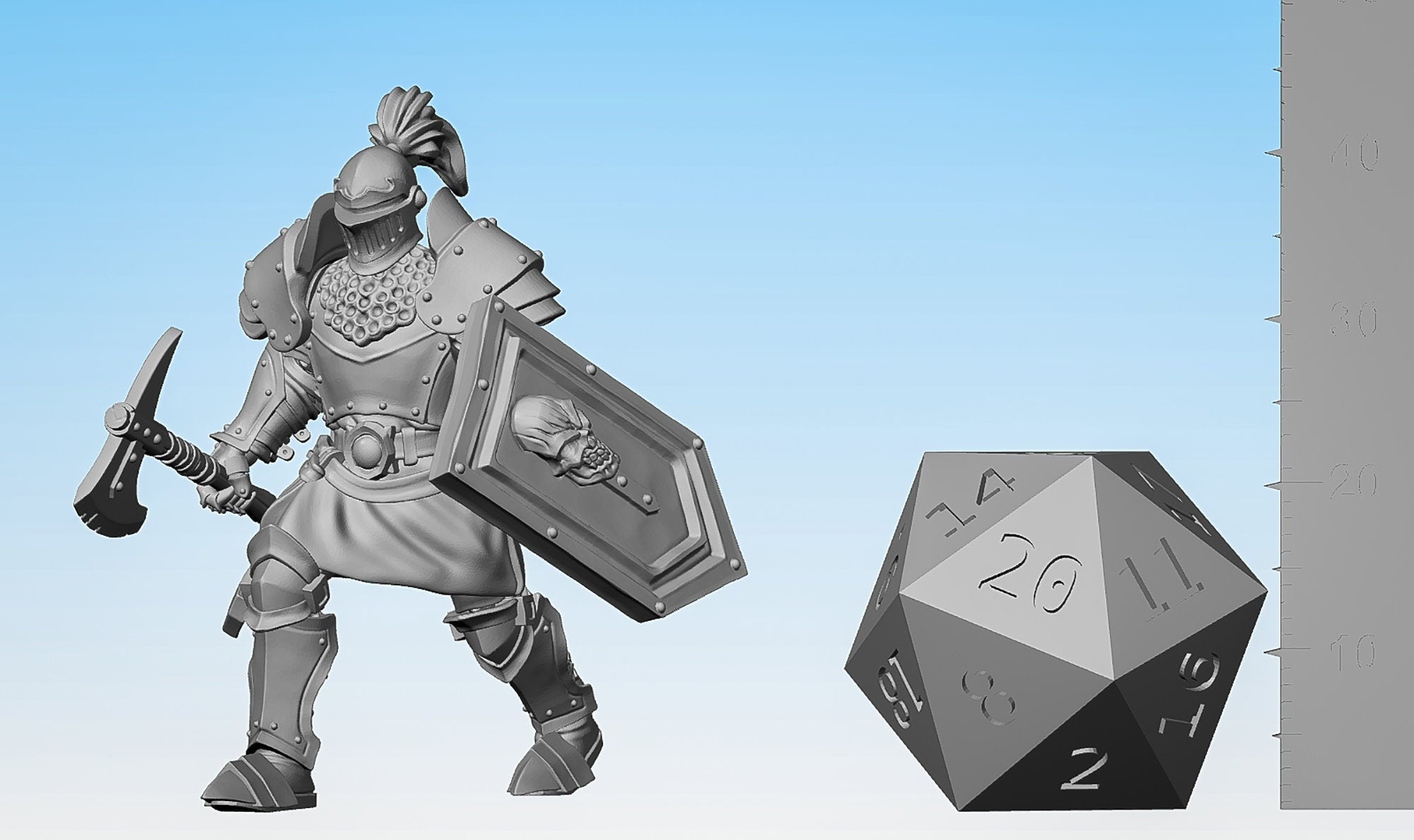 KNIGHT "Axe & Shield" #05 | Dungeons and Dragons | DnD | Pathfinder | Tabletop | RPG | Hero Size | 28 mm-Role Playing Miniatures