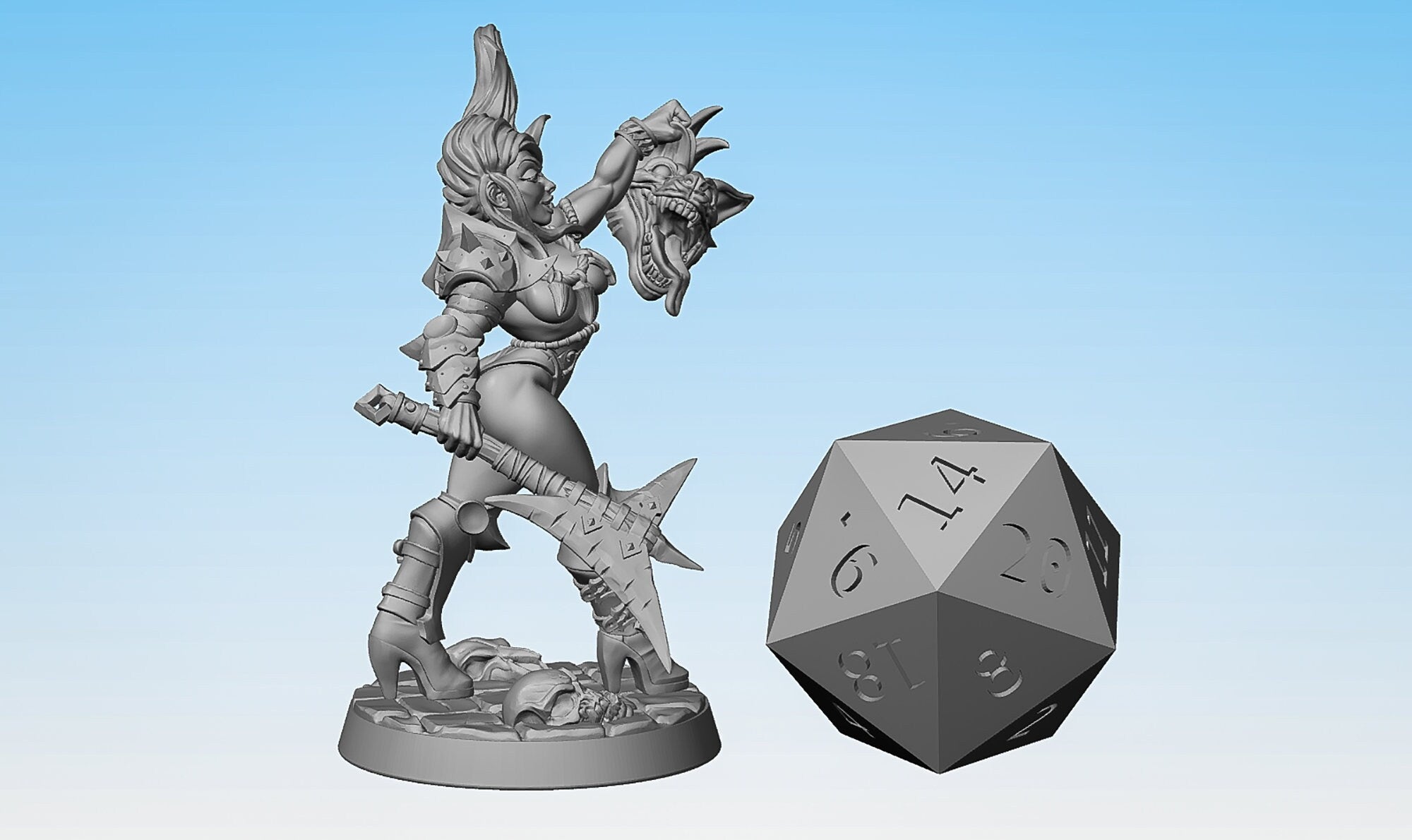 SEXY PINUP Barbarian "Perris Gnollslayer" | Dungeons and Dragons | DnD | Pathfinder | Tabletop | RPG | Hero Size | 28 mm-Role Playing Miniatures