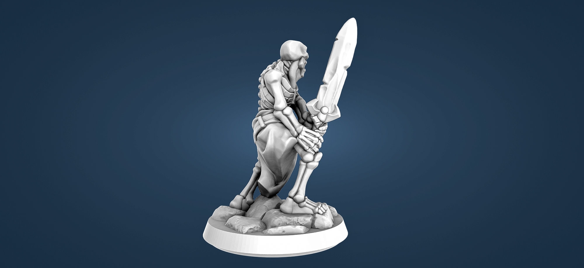 SKELETON FIGHTER "Barbarian #01" | Dungeons and Dragons | DnD | Pathfinder | Tabletop | RPG | Hero Size | 28 mm-Role Playing Miniatures