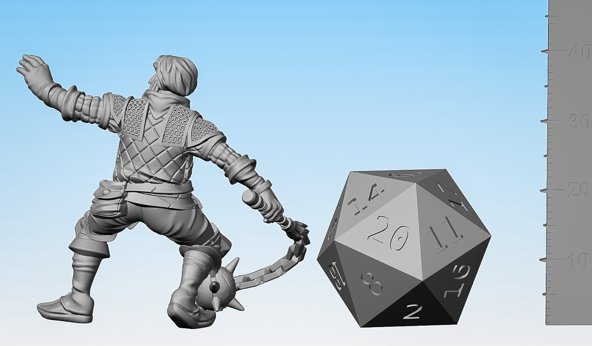 WITCH HUNTER Fighter #02 "Morningstar" | Dungeons and Dragons | DnD | Pathfinder | Tabletop | RPG | Hero Size | 28 mm-Role Playing Miniatures