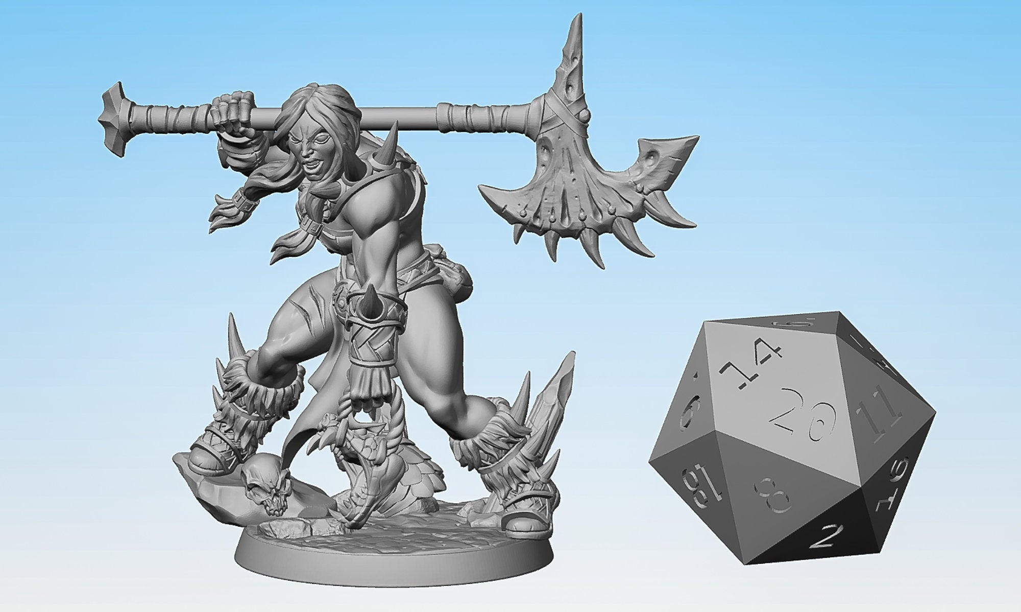 BARBARIAN (f) "Brunilde Snakeslayer" | Dungeons and Dragons | DnD | Pathfinder | Tabletop | RPG | Hero Size | 28 mm-Role Playing Miniatures