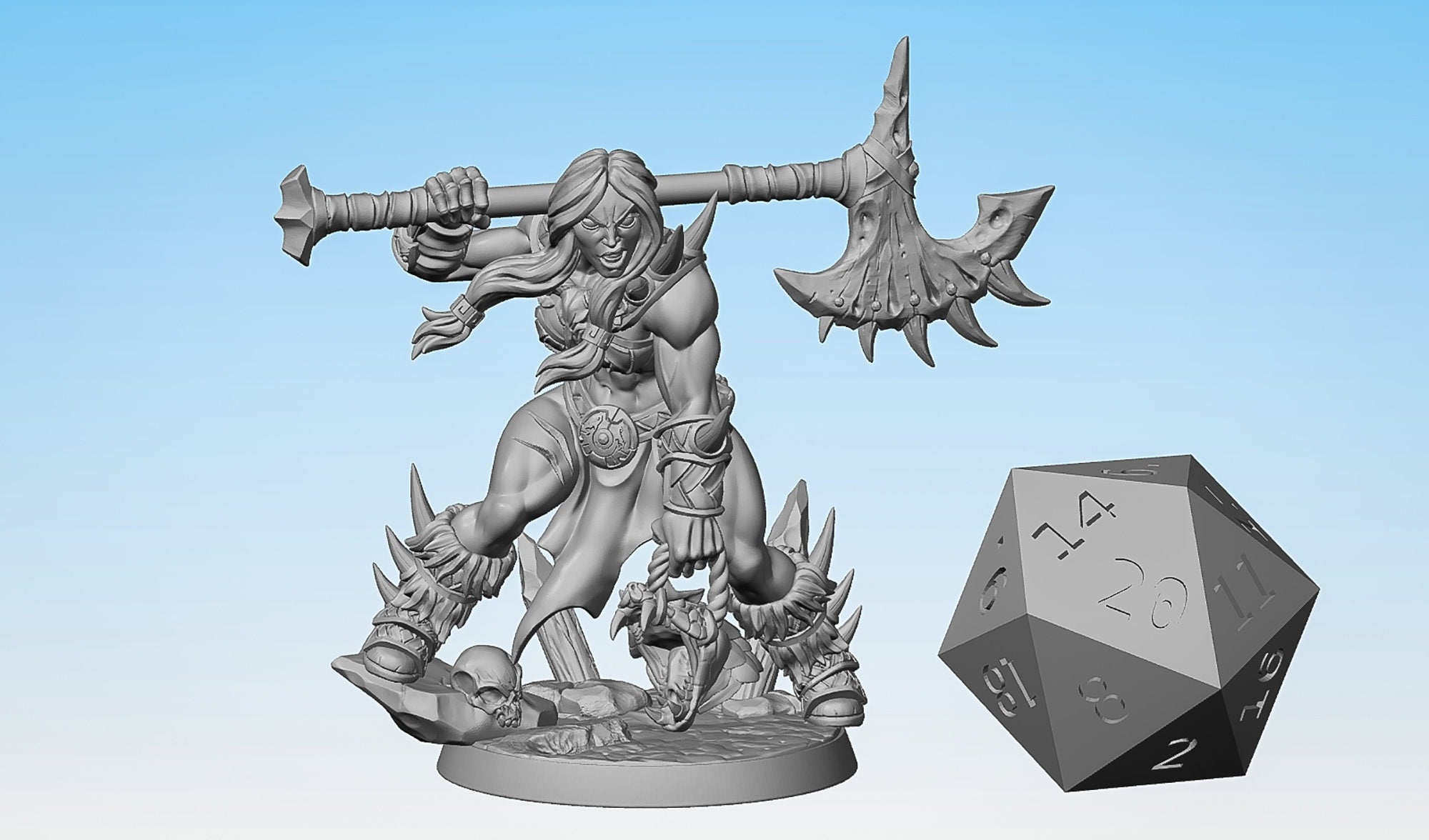 BARBARIAN (f) "Brunilde Snakeslayer" | Dungeons and Dragons | DnD | Pathfinder | Tabletop | RPG | Hero Size | 28 mm-Role Playing Miniatures