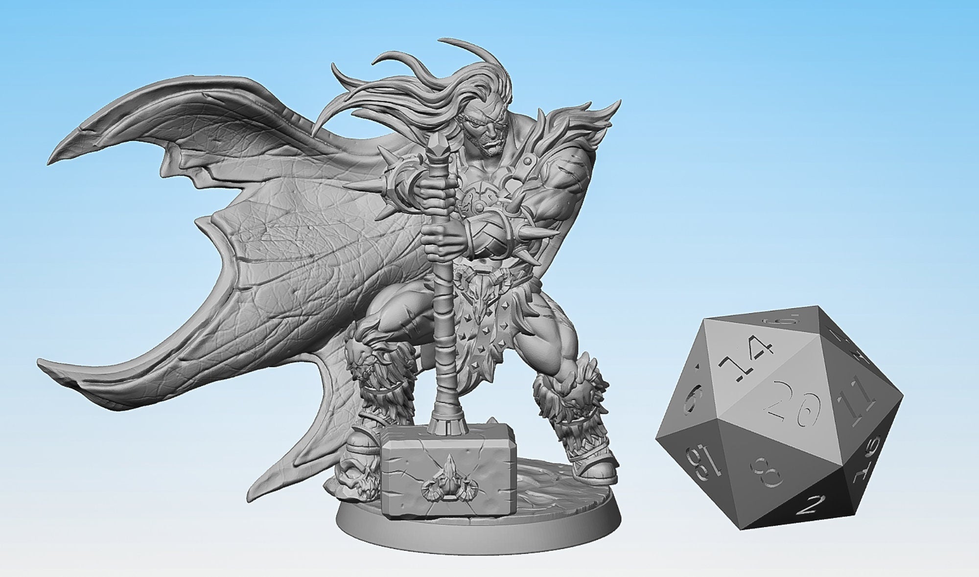 BARBARIAN Warhammer "Krommir Stronghammer" | Dungeons and Dragons | DnD | Pathfinder | Tabletop | RPG | Hero Size | 28 mm-Role Playing Miniatures