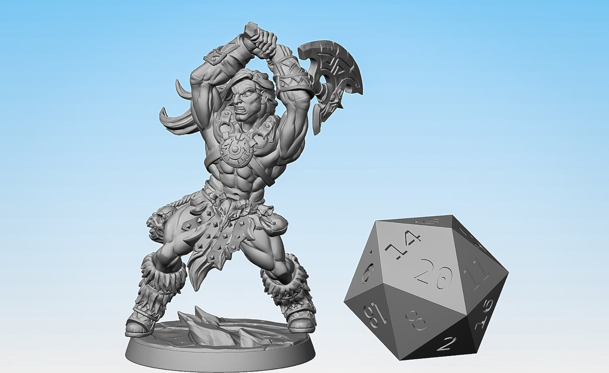 BARBARIAN Waraxe "Dragonpeak Barbarian B (m)" | Dungeons and Dragons | DnD | Pathfinder | Tabletop | RPG | Hero Size | 28 mm-Role Playing Miniatures