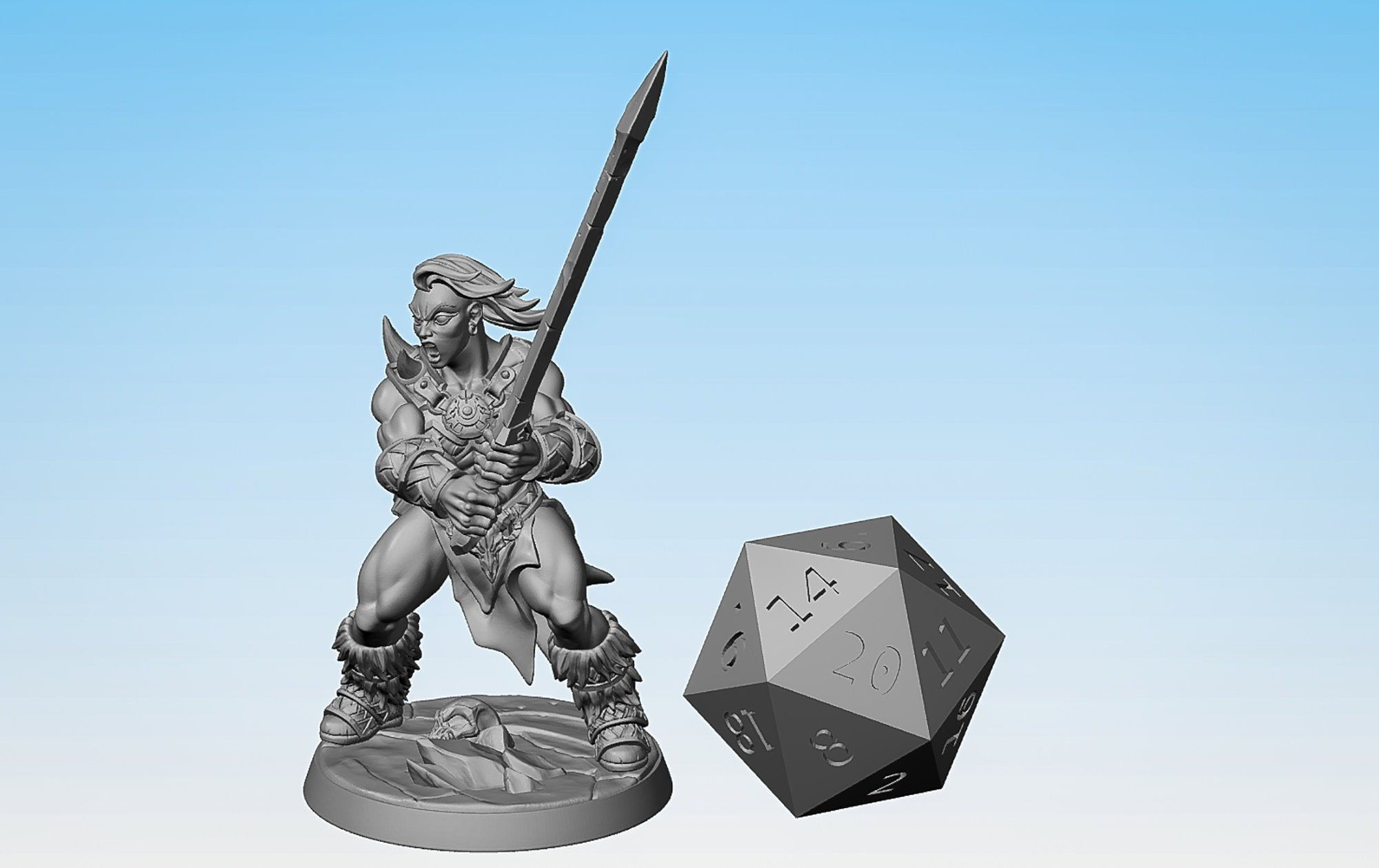 BARBARIAN 2h Sword "Dragonpeak Barbarian D (f)" | Dungeons and Dragons | DnD | Pathfinder | Tabletop | RPG | Hero Size | 28 mm-Role Playing Miniatures