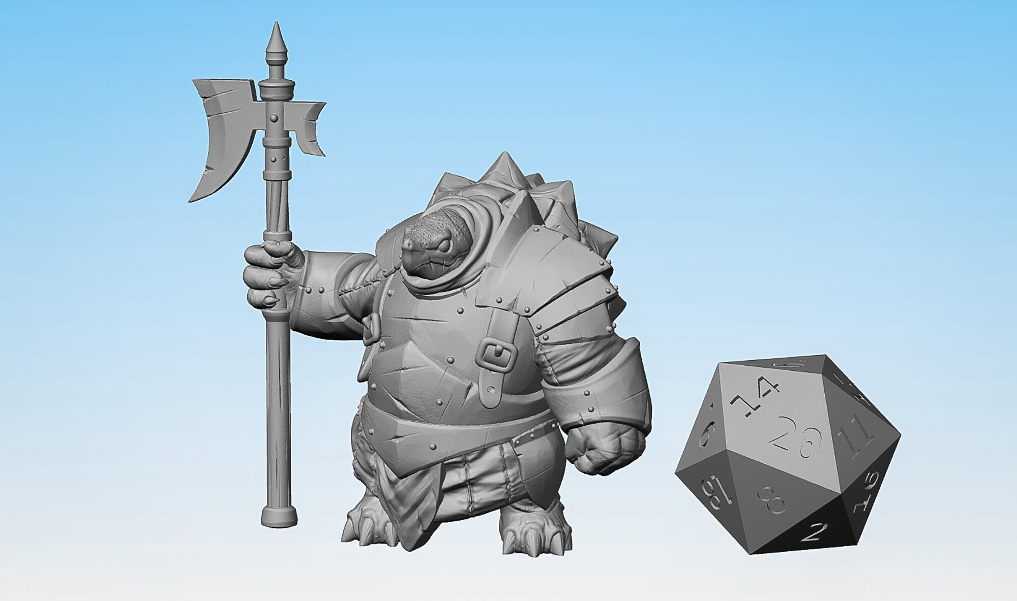 TORTLE "Halberd" | Dungeons and Dragons | DnD | Pathfinder | Tabletop | RPG | Hero Size | 28 mm-Role Playing Miniatures