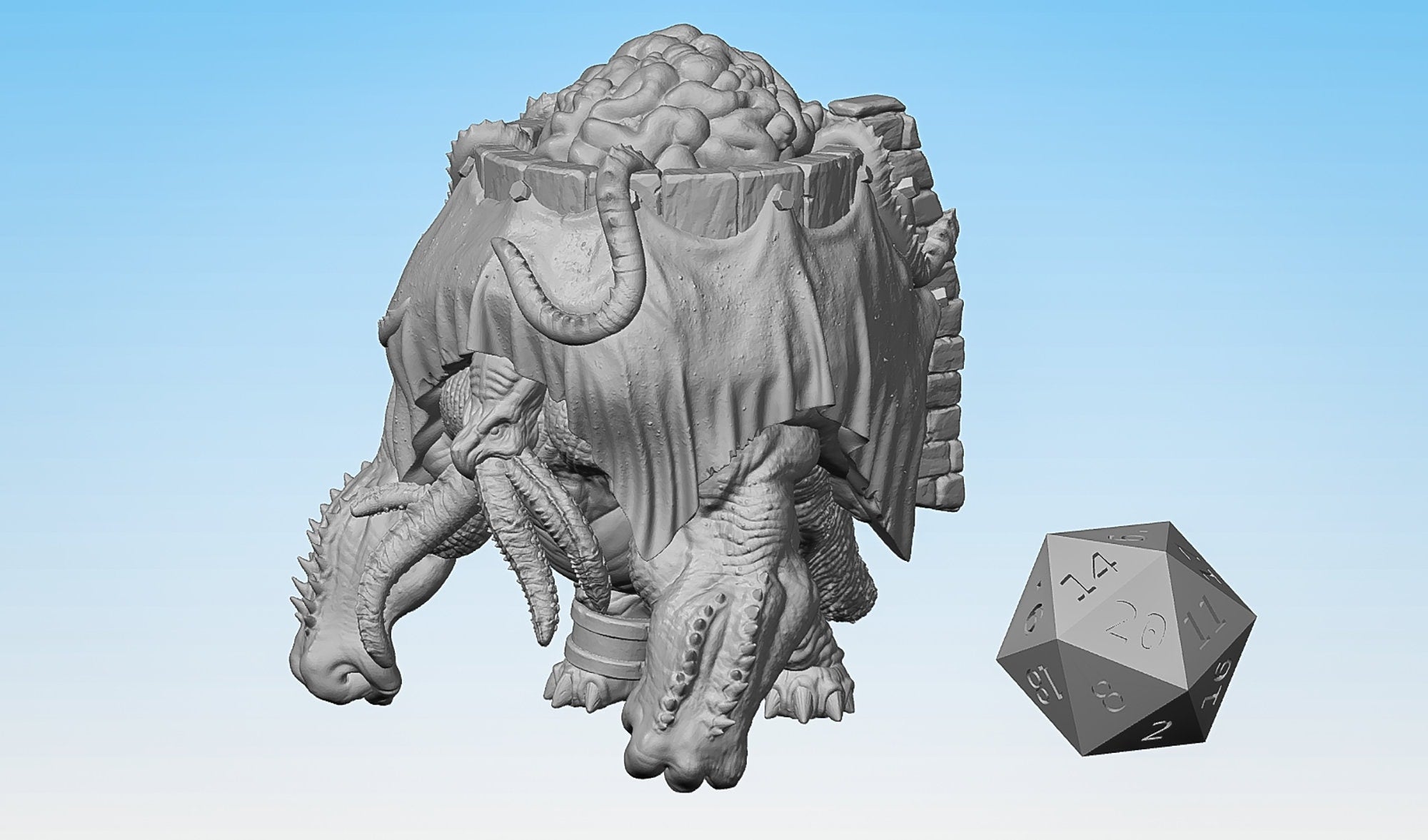 TORTLE "Mindflayer Brain" | Dungeons and Dragons | DnD | Pathfinder | Tabletop | RPG | Hero Size | 28 mm-Role Playing Miniatures