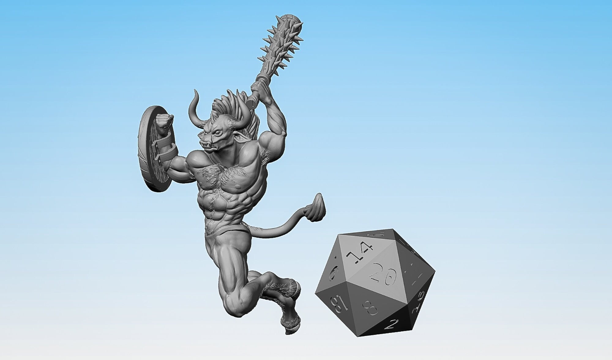 MINOTAUR "Club & Shield" | Dungeons and Dragons | DnD | Pathfinder | Tabletop | RPG | Hero Size | 28 mm-Role Playing Miniatures