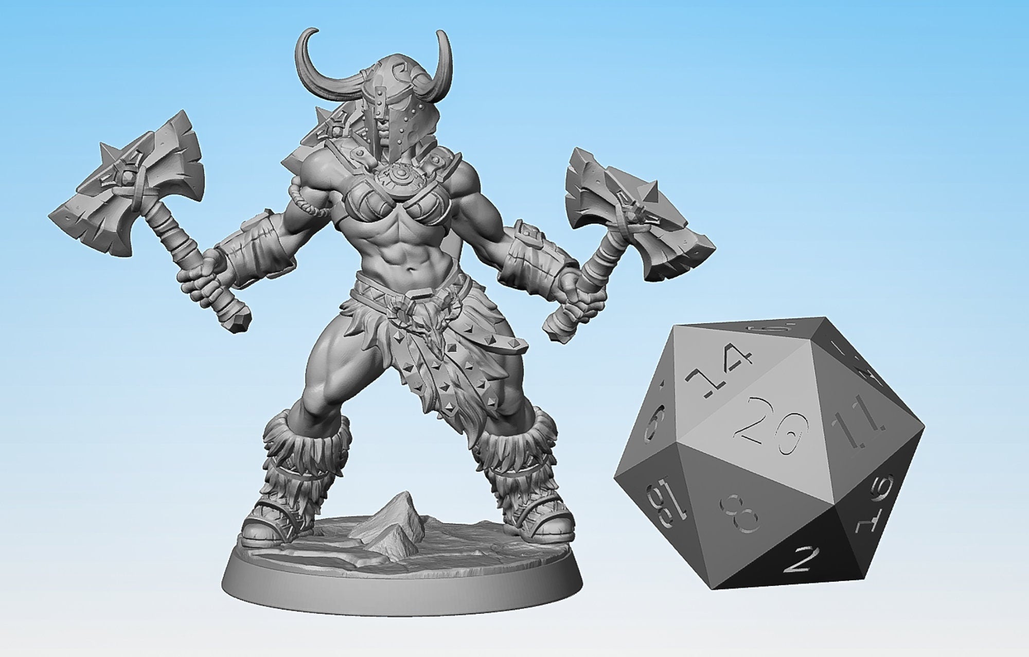 BARBARIAN Throwing Axes "Dragonpeak Barbarian F (f)" | Dungeons and Dragons | DnD | Pathfinder | Tabletop | RPG | Hero Size | 28 mm-Role Playing Miniatures