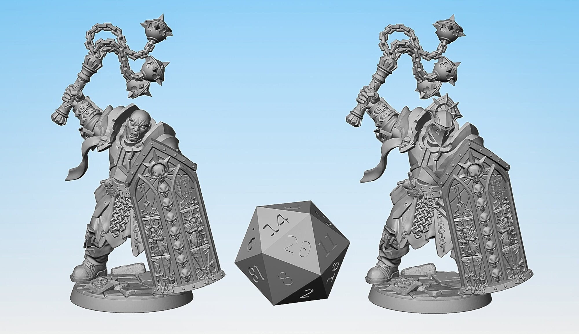 TEMPLAR PALADIN (C) "Flail & Shield" (m) (2 Versions) | Dungeons and Dragons | DnD | Pathfinder | Tabletop | RPG | Hero Size | 28 mm-Role Playing Miniatures