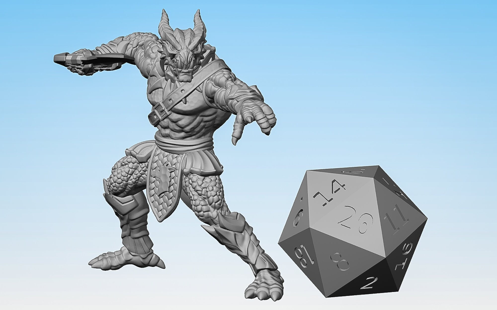 DRAGONBORN "Fighter Sword Arena" | Dungeons and Dragons | DnD | Pathfinder | Tabletop | RPG | Hero Size | 28 mm-Role Playing Miniatures