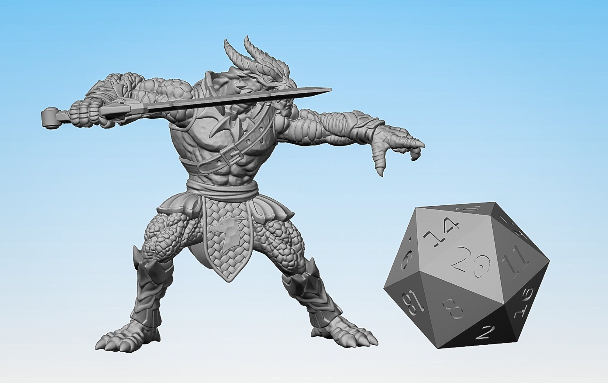 DRAGONBORN "Fighter Sword Arena" | Dungeons and Dragons | DnD | Pathfinder | Tabletop | RPG | Hero Size | 28 mm-Role Playing Miniatures