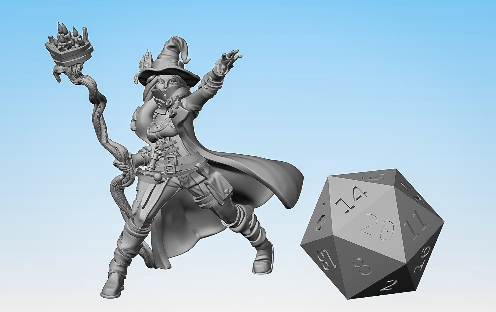 MAGE (f) "Tallow Caster" | Dungeons and Dragons | | DnD | Pathfinder | Tabletop | RPG | Hero Size | 28 mm-Role Playing Miniatures