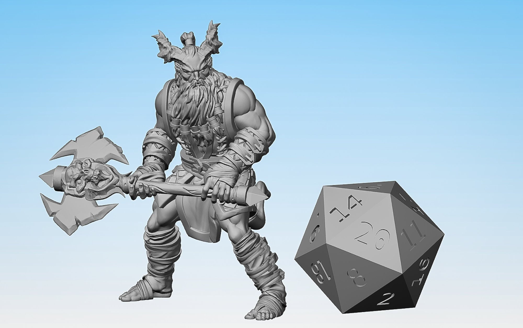 Half-Fiend (Tiefling) "Barbarian Two-handed Axe" | Dungeons and Dragons | DnD | Pathfinder | Tabletop | RPG | Hero Size | 28 mm-Role Playing Miniatures