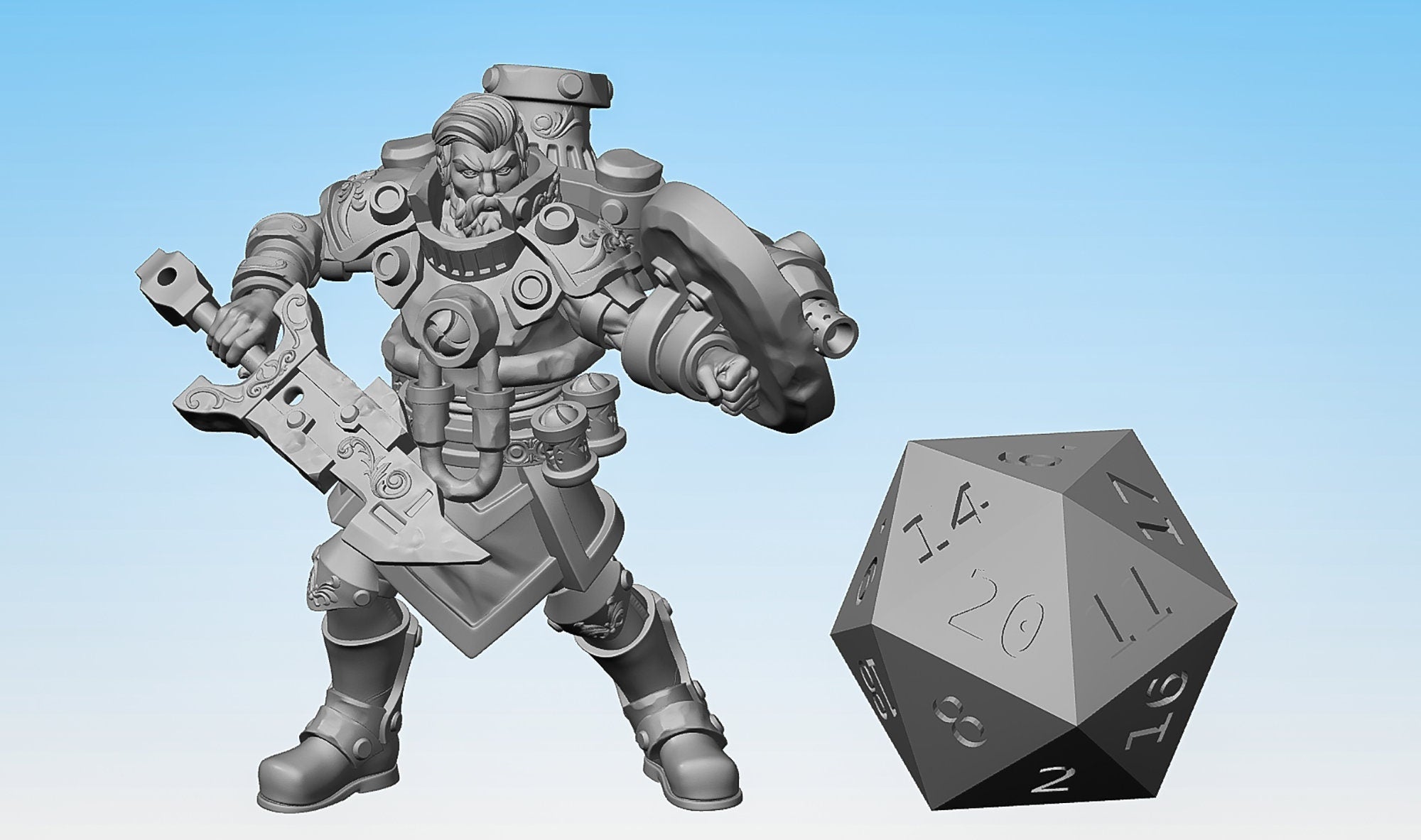 ARTIFICER "Battle Smith Shield 02" (4 Versions) | Dungeons and Dragons | DnD | Pathfinder | Tabletop | RPG | Hero Size | 28 mm-Role Playing Miniatures