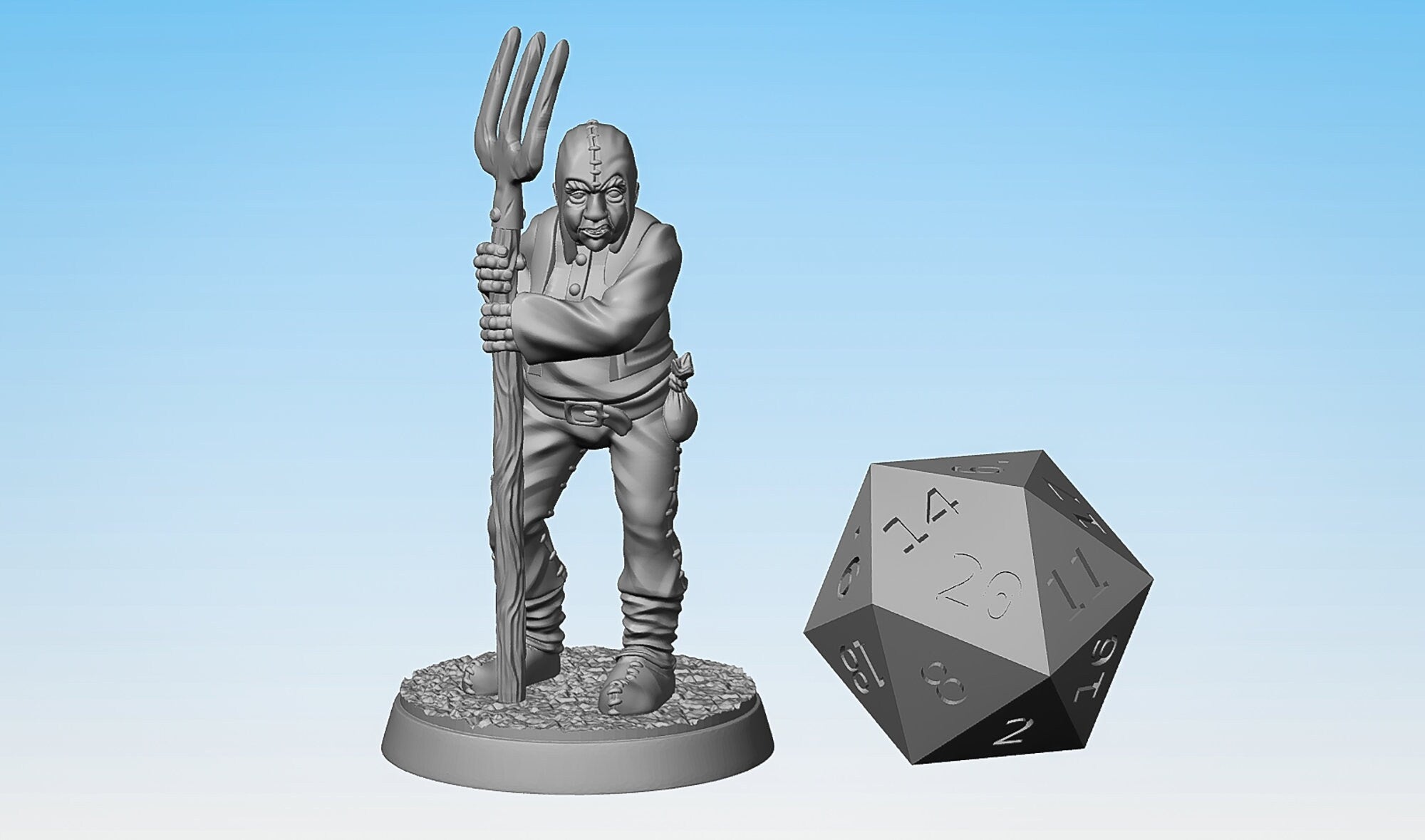 FARMER "Pitchfork" | Townsfolk Npc | Dungeons and Dragons | DnD | Pathfinder | Tabletop | RPG | Hero Size | 28 mm-Role Playing Miniatures