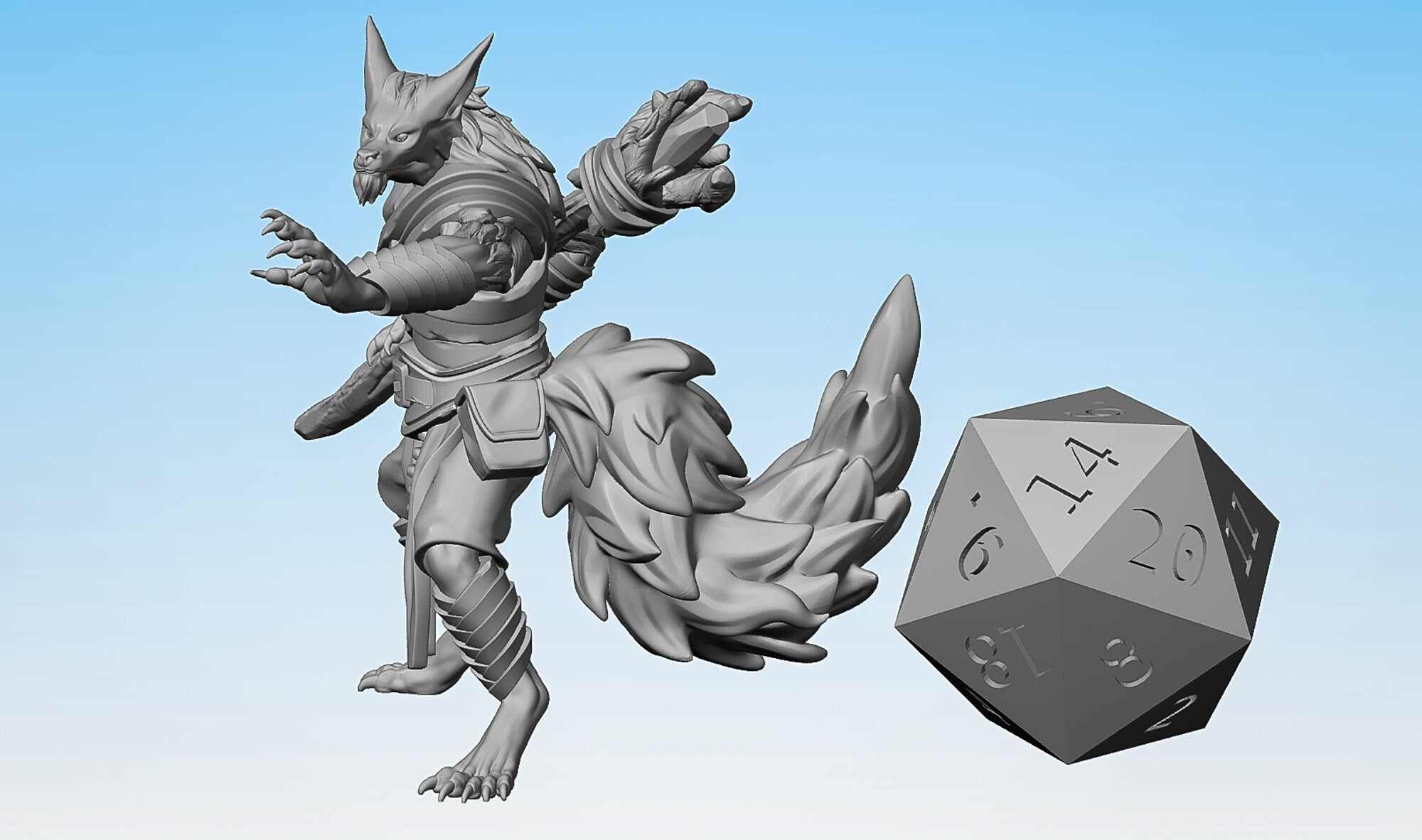 FOXKIN (A) "Monk" KITSUNE | Dungeons and Dragons | DnD | Pathfinder | Tabletop | RPG | Hero Size | 28 mm-Role Playing Miniatures
