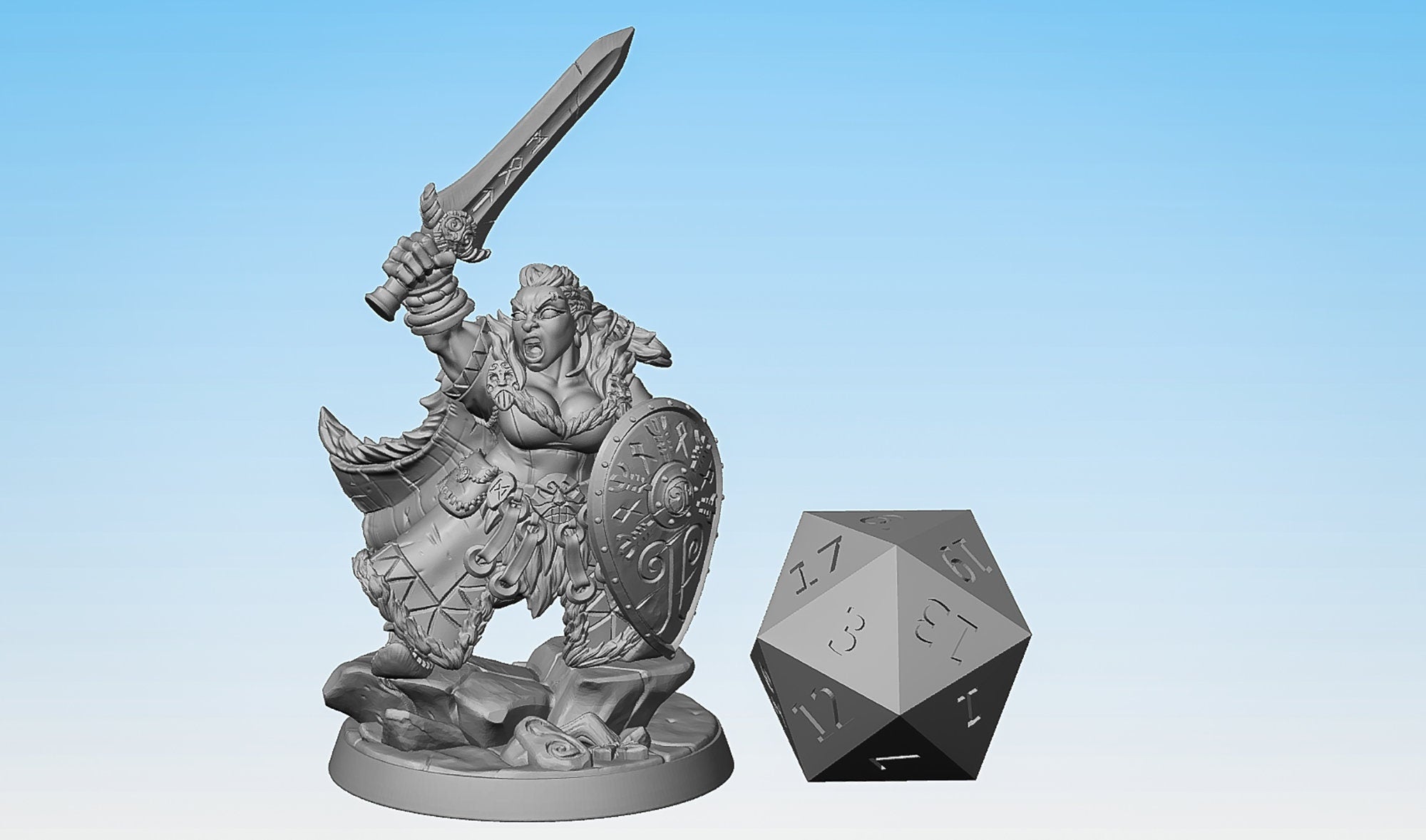 DWARF HEROINE "Gerta Jarl of Huskald" | Dungeons and Dragons | DnD | Pathfinder | Tabletop | RPG | Hero Size | 28 mm-Role Playing Miniatures