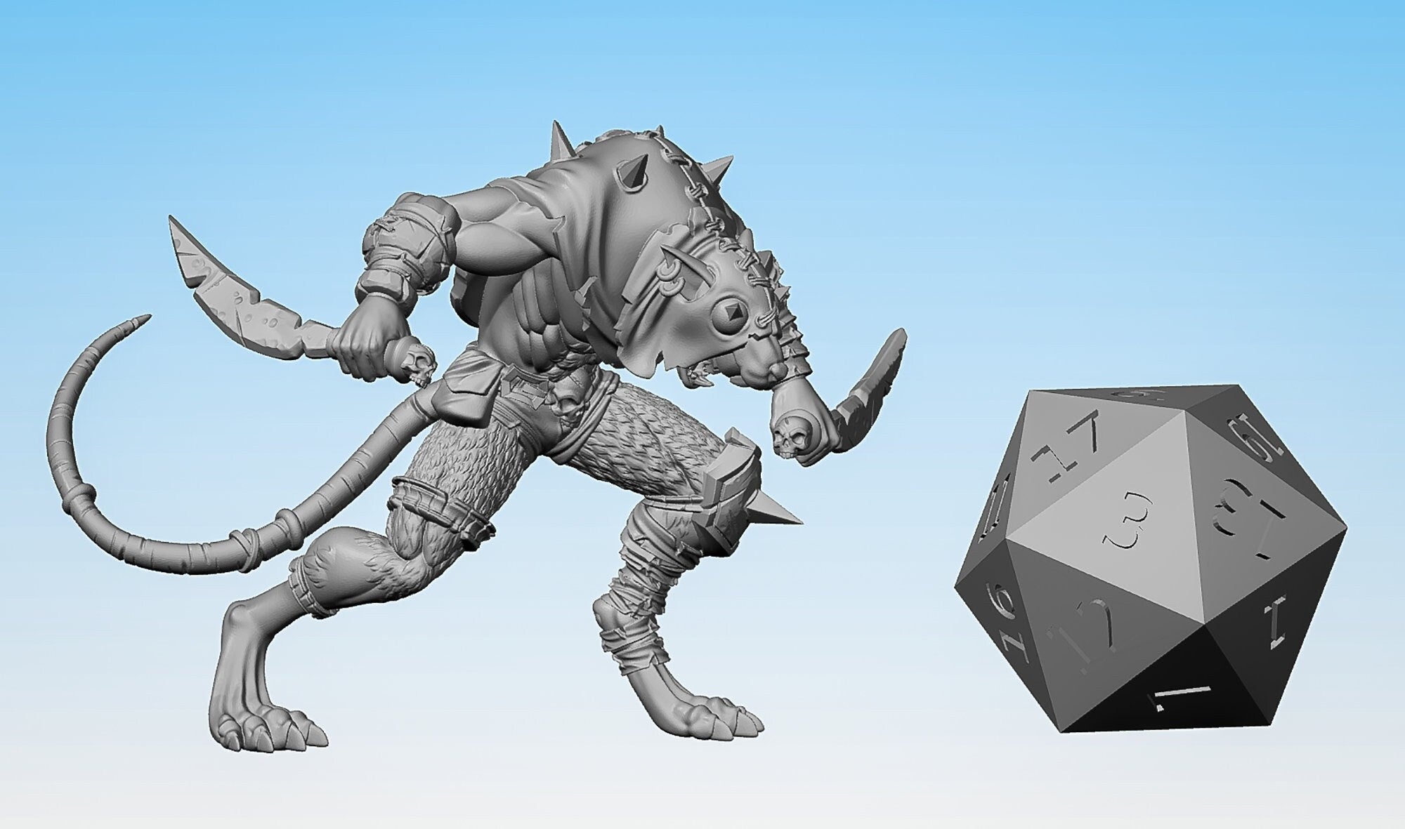 SKAVEN "Ravager Warrior B" | Dungeons and Dragons | DnD | Pathfinder | Tabletop | RPG | Hero Size | 28 mm-Role Playing Miniatures