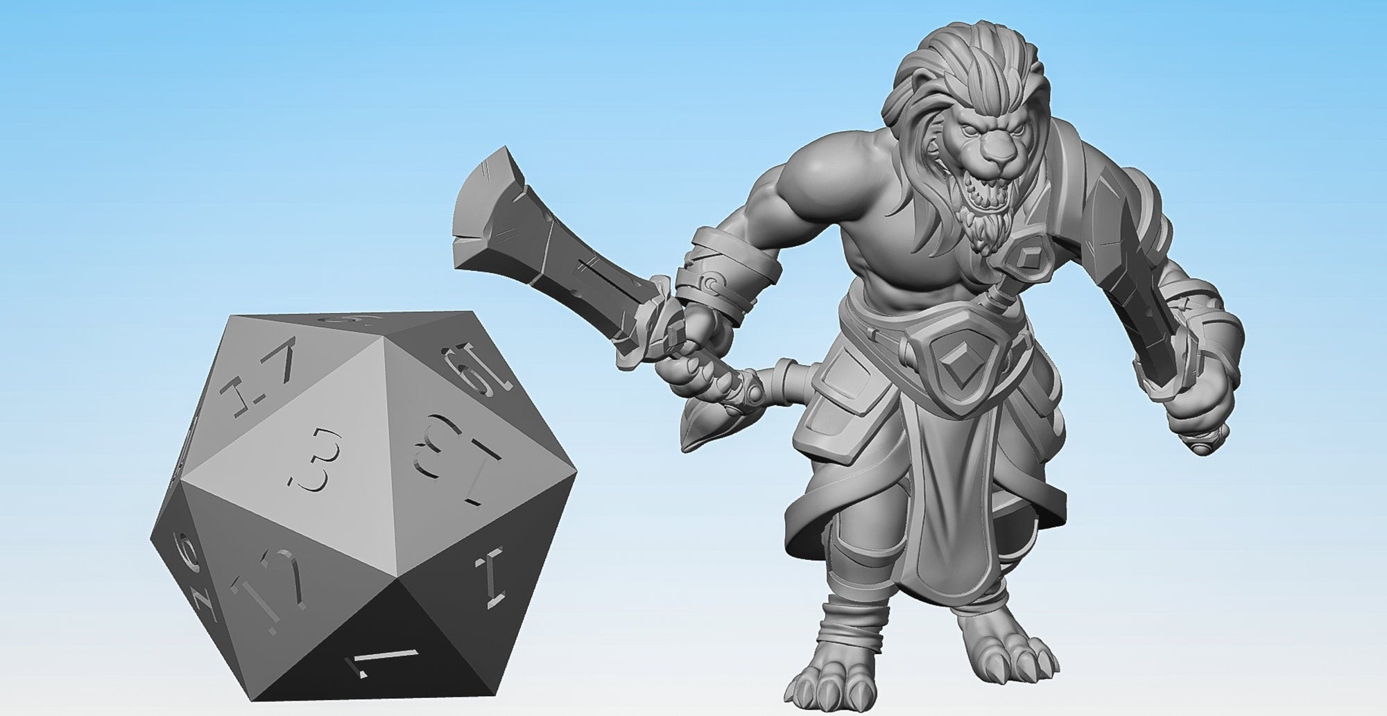 LEONKIN TABAXI "Fighter Barbarian" | Dungeons and Dragons | DnD | Pathfinder | Tabletop | RPG | Hero Size | 28 mm-Role Playing Miniatures