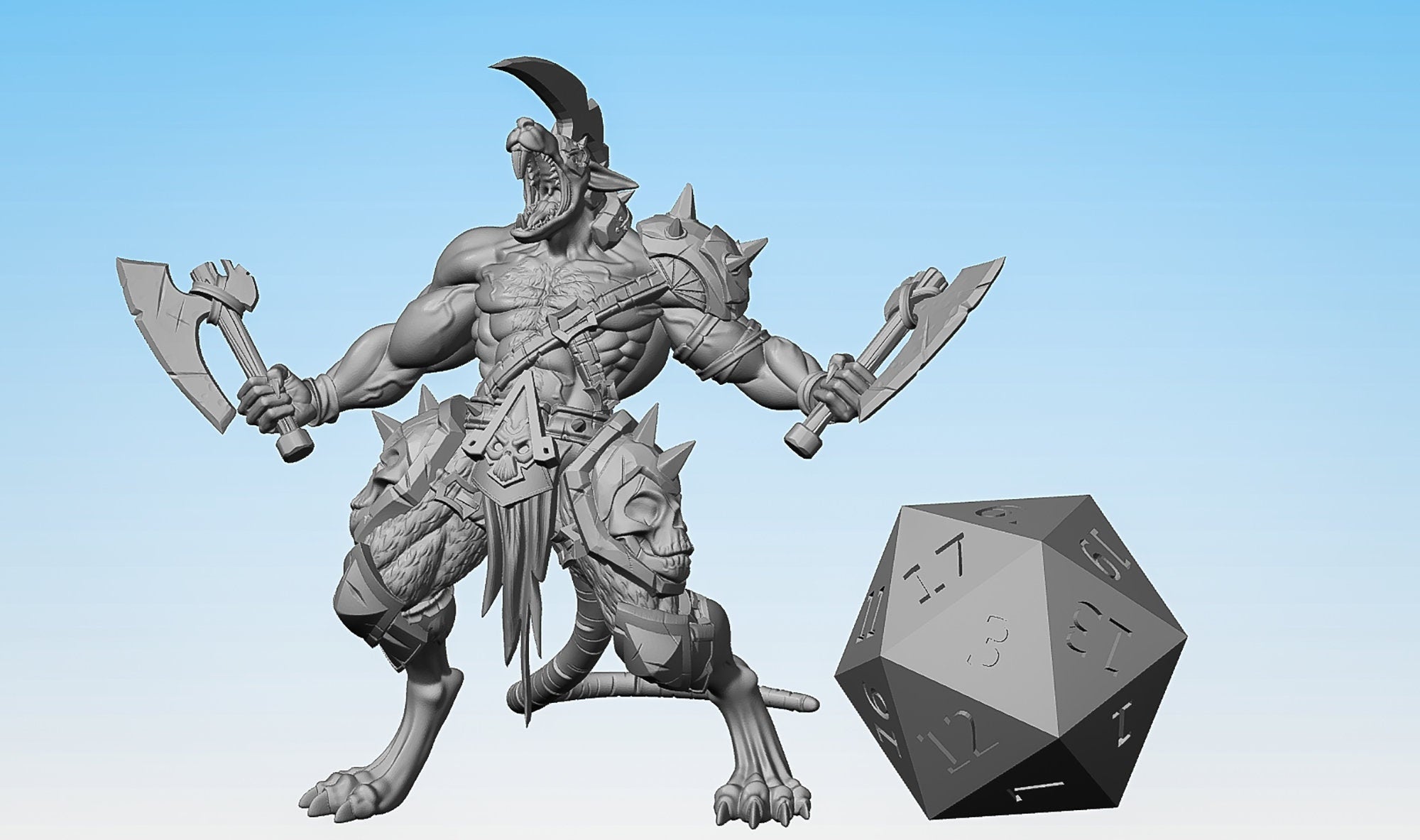 SKAVEN "Ravager Warrior A" | Dungeons and Dragons | DnD | Pathfinder | Tabletop | RPG | Hero Size | 28 mm-Role Playing Miniatures