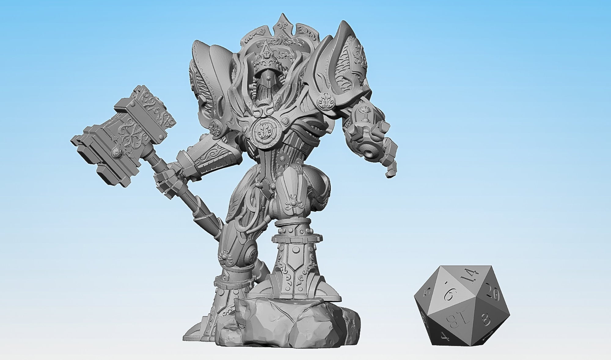 CLOCKWORK GOLEM "Royal Construct"" | Dungeons and Dragons | DnD | Pathfinder | Tabletop | RPG | Hero Size | 28 mm-Role Playing Miniatures