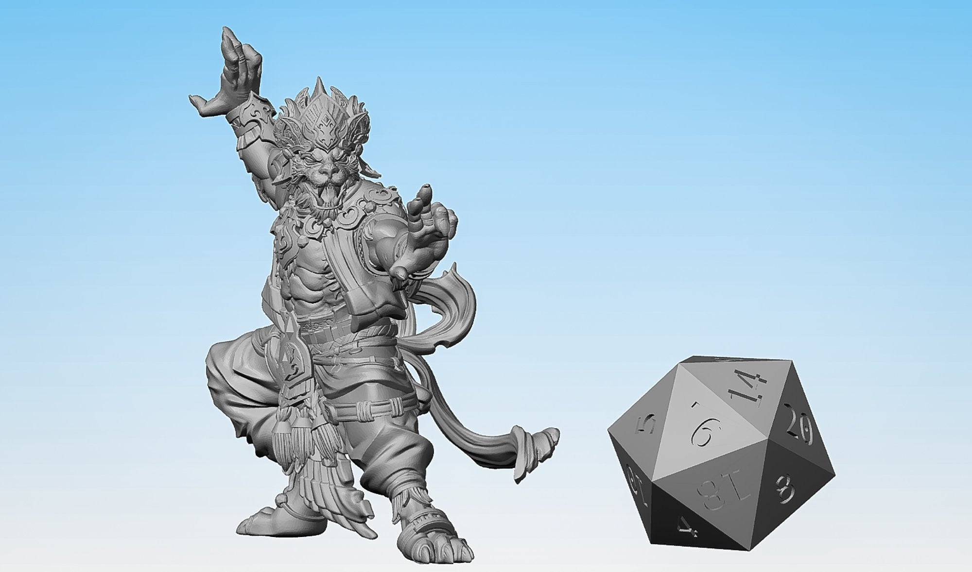 RAKSHASA "MONK" | Tabaxi | Dungeons and Dragons | DnD | Pathfinder | Tabletop | RPG | Hero Size | 28 mm-Role Playing Miniatures