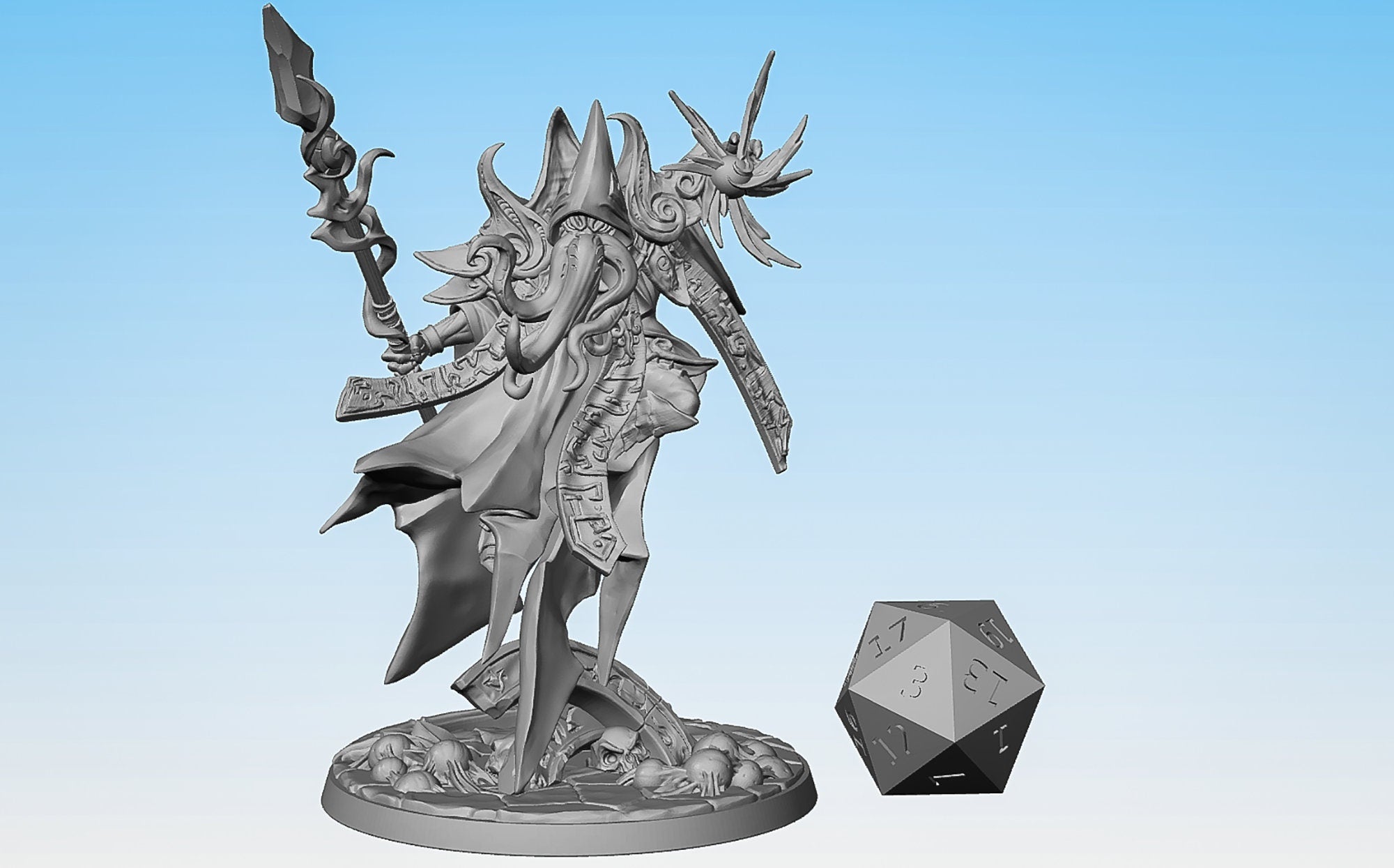 MINDFLAYER Illithid "Ilthus Mora the Magus" | Dungeons and Dragons | DnD | Pathfinder | Tabletop | RPG | Hero Size | 28 mm-Role Playing Miniatures