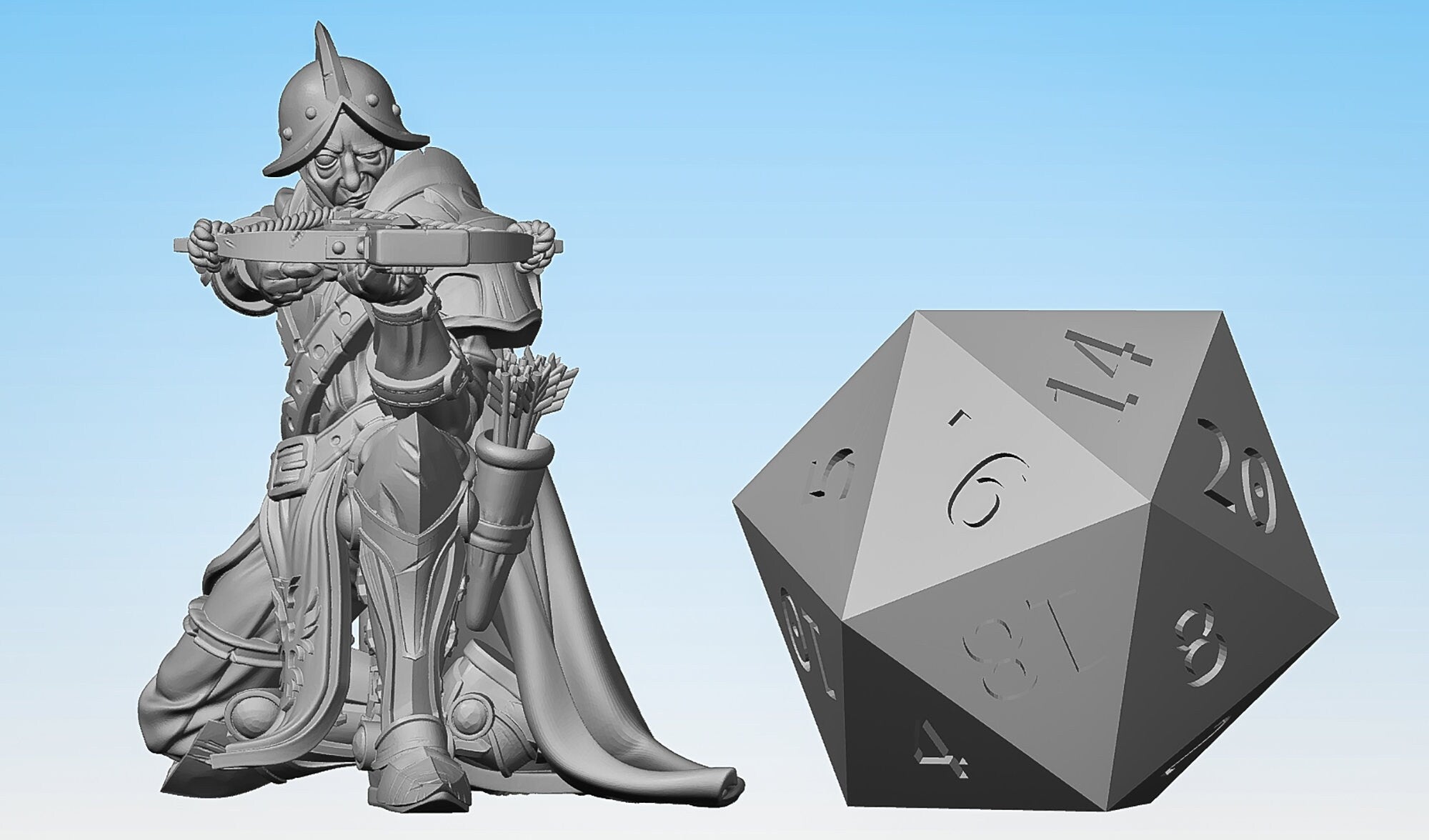 DUNGEON GUARD "Ranged Blue Cape Guard C" | Dungeons and Dragons | DnD | Pathfinder | Tabletop | RPG | Hero Size | 28 mm-Role Playing Miniatures