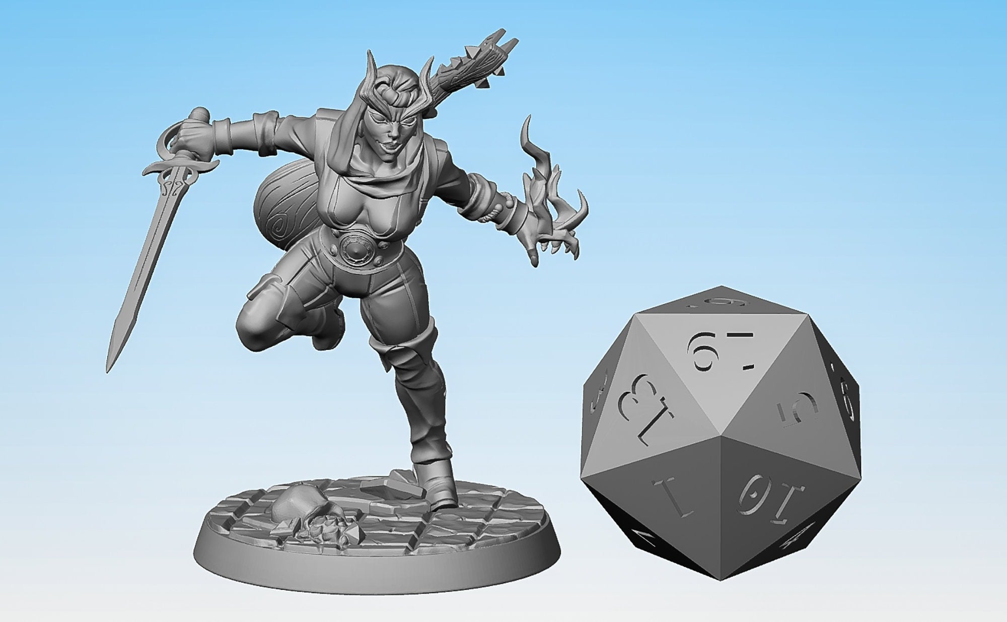 TIEFLING (f) Bard "Mezzalfiend Trickster D" | Dungeons and Dragons | DnD | Pathfinder | Tabletop | RPG | Hero Size | 28 mm-Role Playing Miniatures