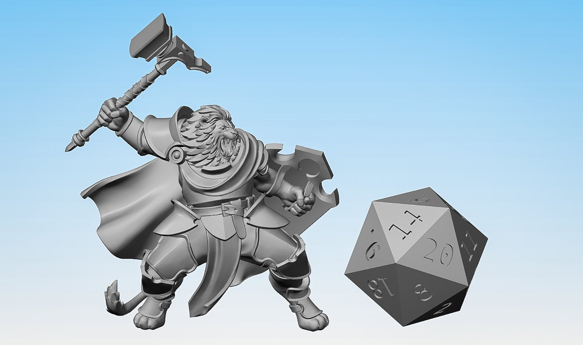 LEONKIN TABAXI "Paladin" | Dungeons and Dragons | DnD | Pathfinder | Tabletop | RPG | Hero Size | 28 mm-Role Playing Miniatures