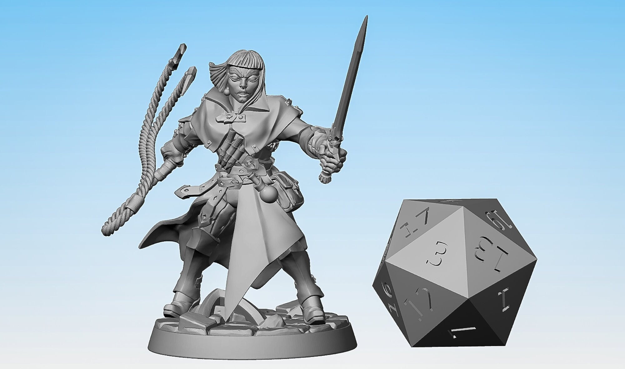 DEMON HUNTER (D) "Whip & Estoc" | Dungeons and Dragons | DnD | Pathfinder | Tabletop | RPG | Hero Size-Role Playing Miniatures