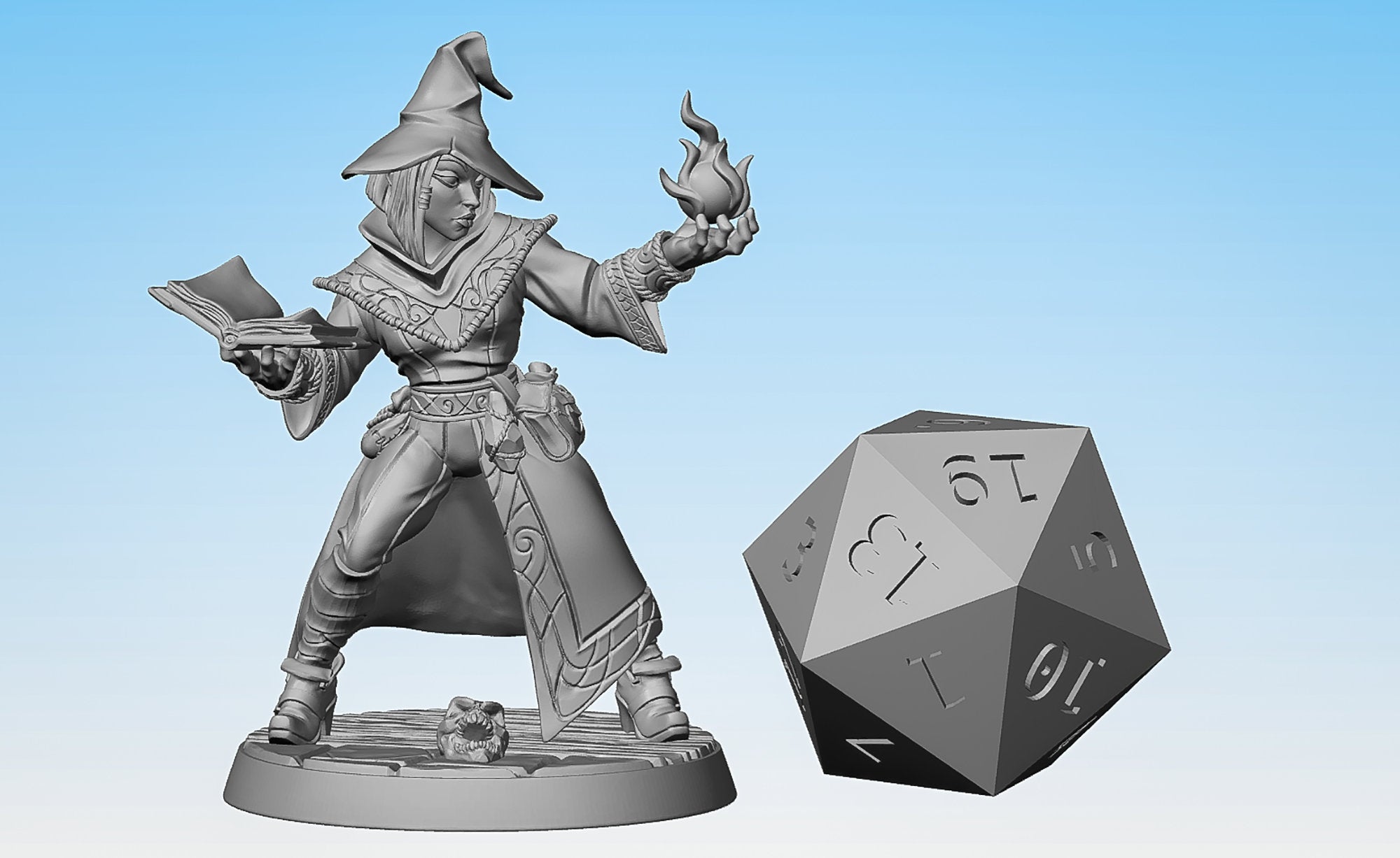 MAGE WIZARD "Grimoire & Spell" (Apprentice Arcanist D) | Dungeons and Dragons | DnD | Pathfinder | Tabletop | RPG | Hero Size | Warhammer-Role Playing Miniatures