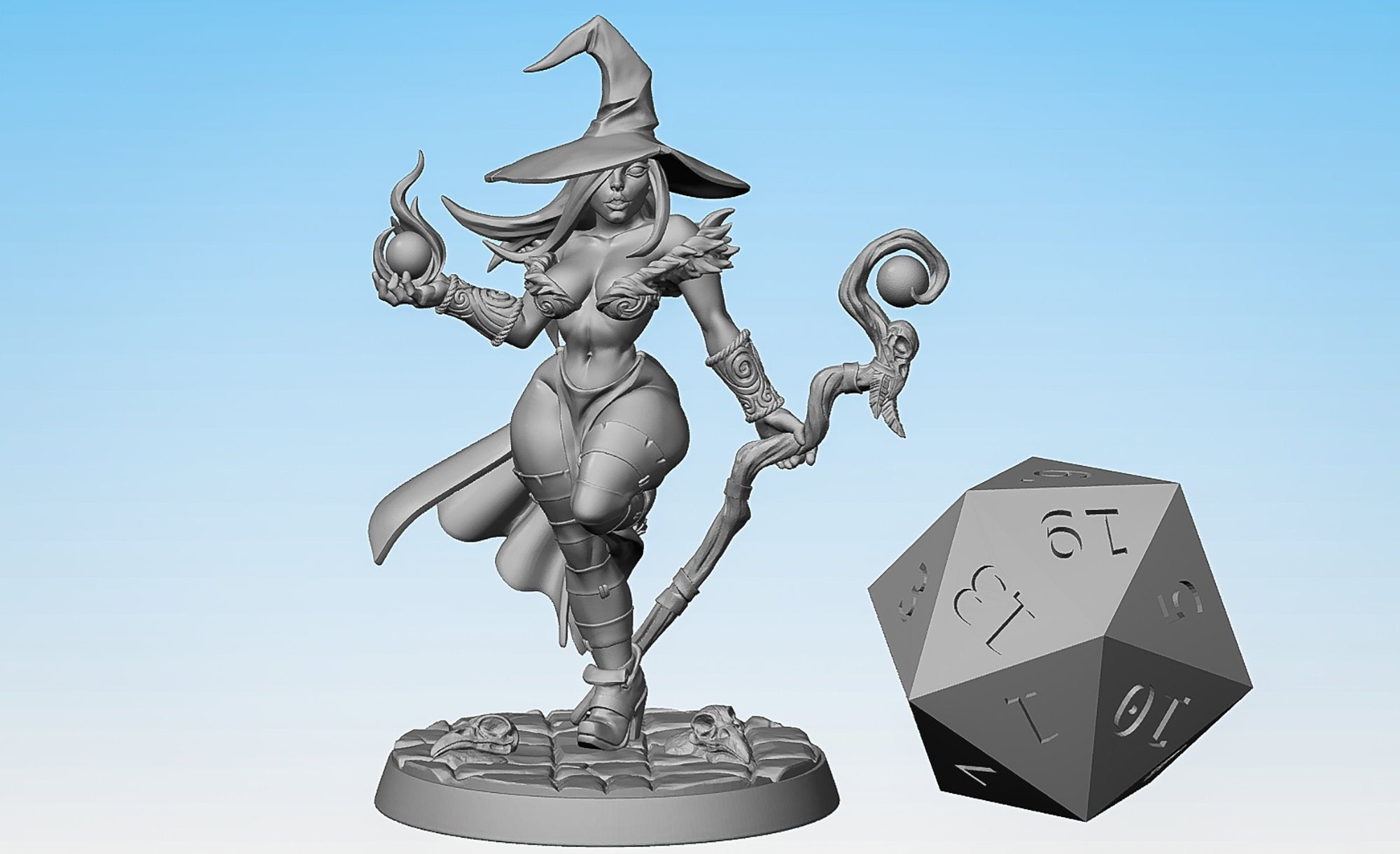 Sexy Pinup SORCERESS MAGE "Marwina the Witch" | Dungeons and Dragons | DnD | Pathfinder | Tabletop | RPG | Hero Size | Warhammer-Role Playing Miniatures