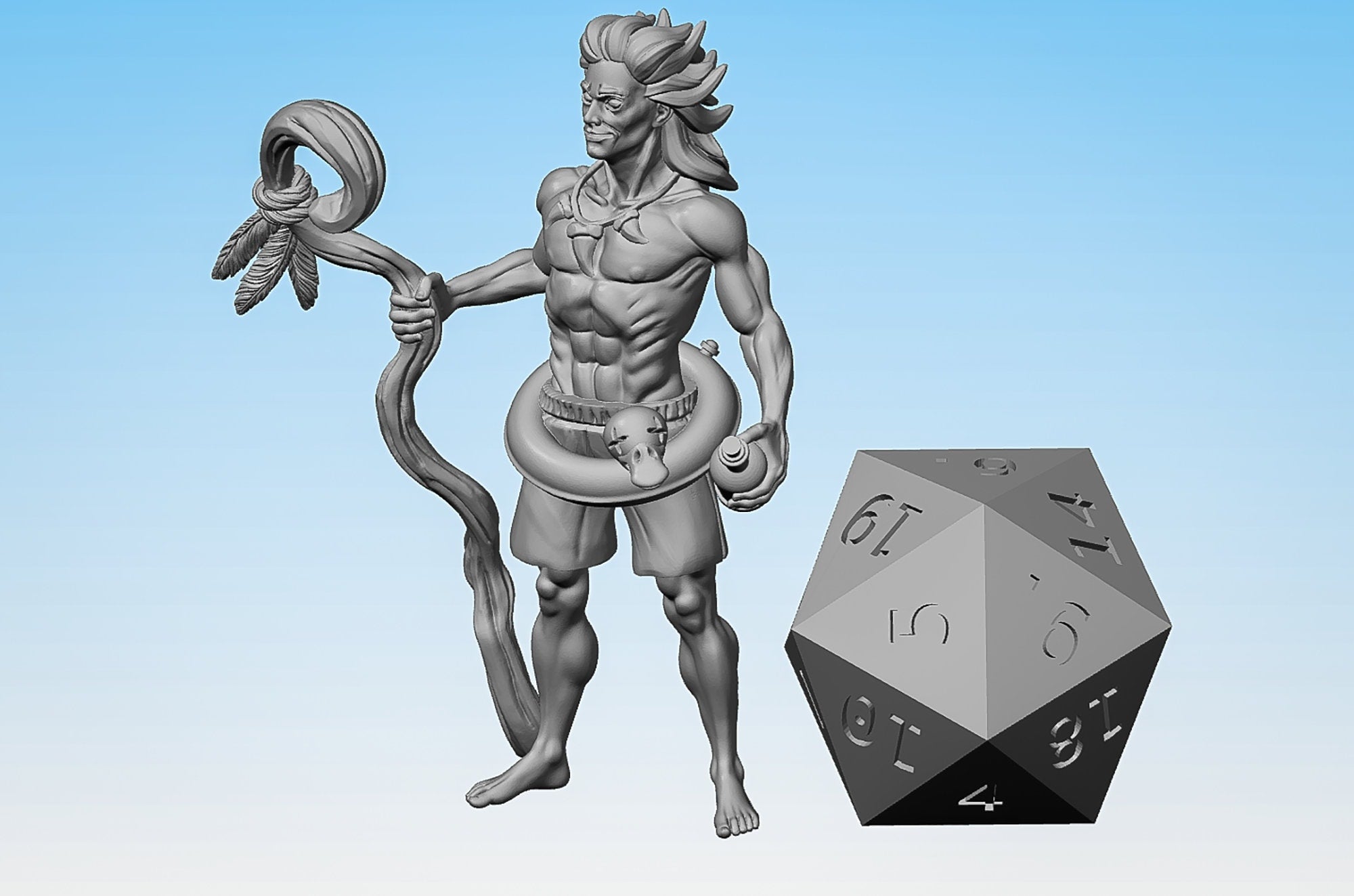 DRUID "Baywatch La Louve" | Dungeons and Dragons | DnD | Pathfinder | Tabletop | RPG | Hero Size | 28 mm-Role Playing Miniatures