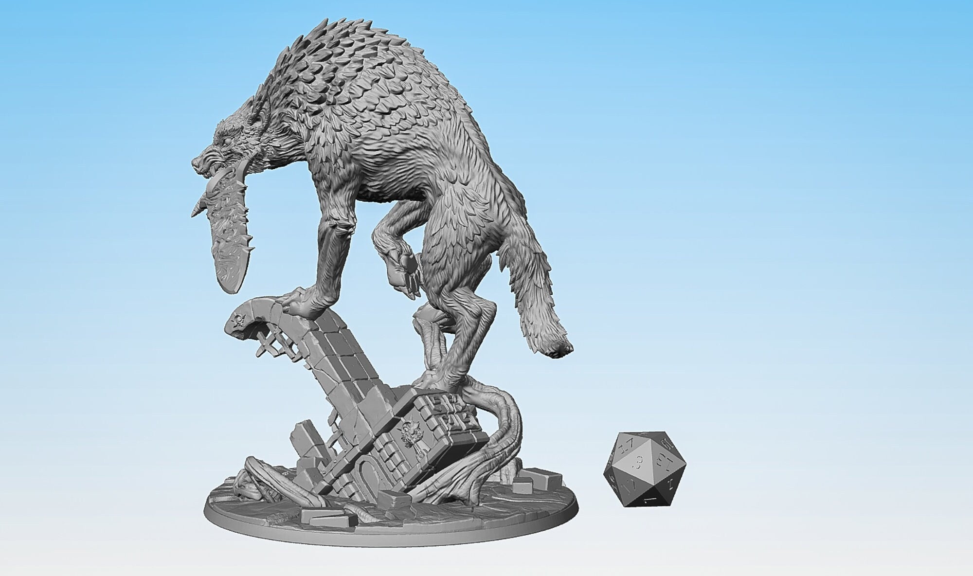 BOSS FENRIR "Wolf" (2 Versions!) | Dungeons and Dragons | DnD | Pathfinder | Tabletop | RPG | Hero Size | 28 mm-Role Playing Miniatures