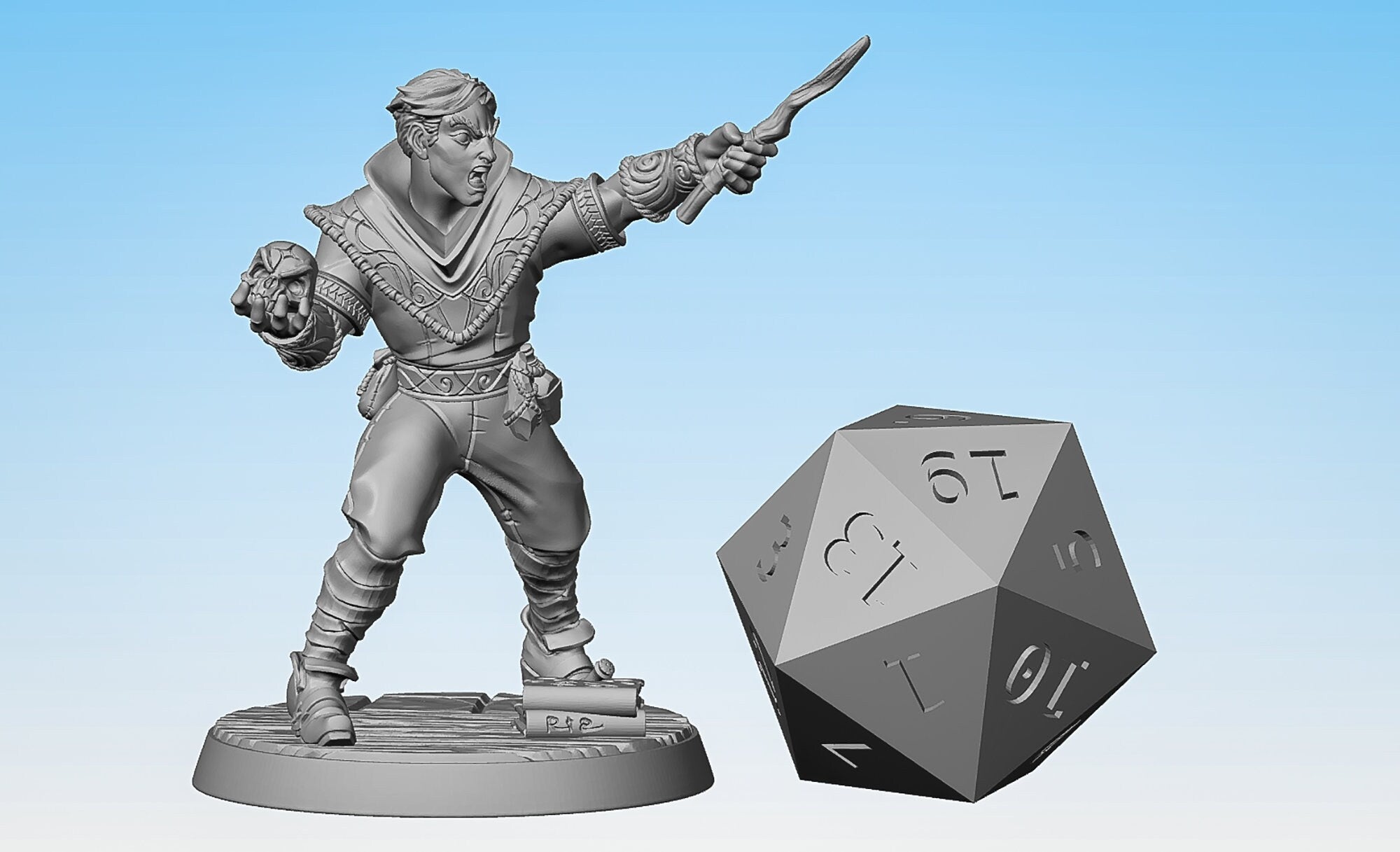 MAGE WIZARD "Skull & Rod" (Apprentice Arcanist C) | Dungeons and Dragons | DnD | Pathfinder | Tabletop | RPG | Hero Size | Warhammer-Role Playing Miniatures