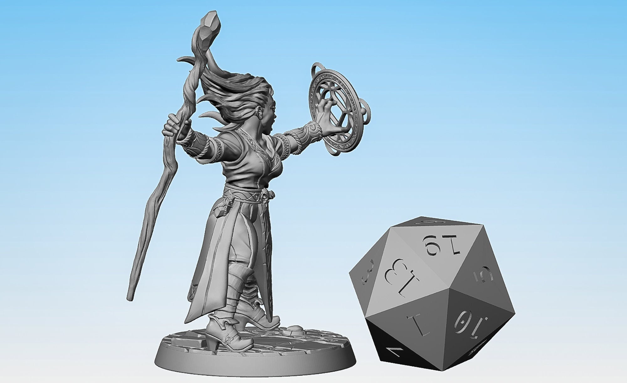 MAGE WIZARD "Staff & Spell" (Apprentice Arcanist E)-Role Playing Miniatures