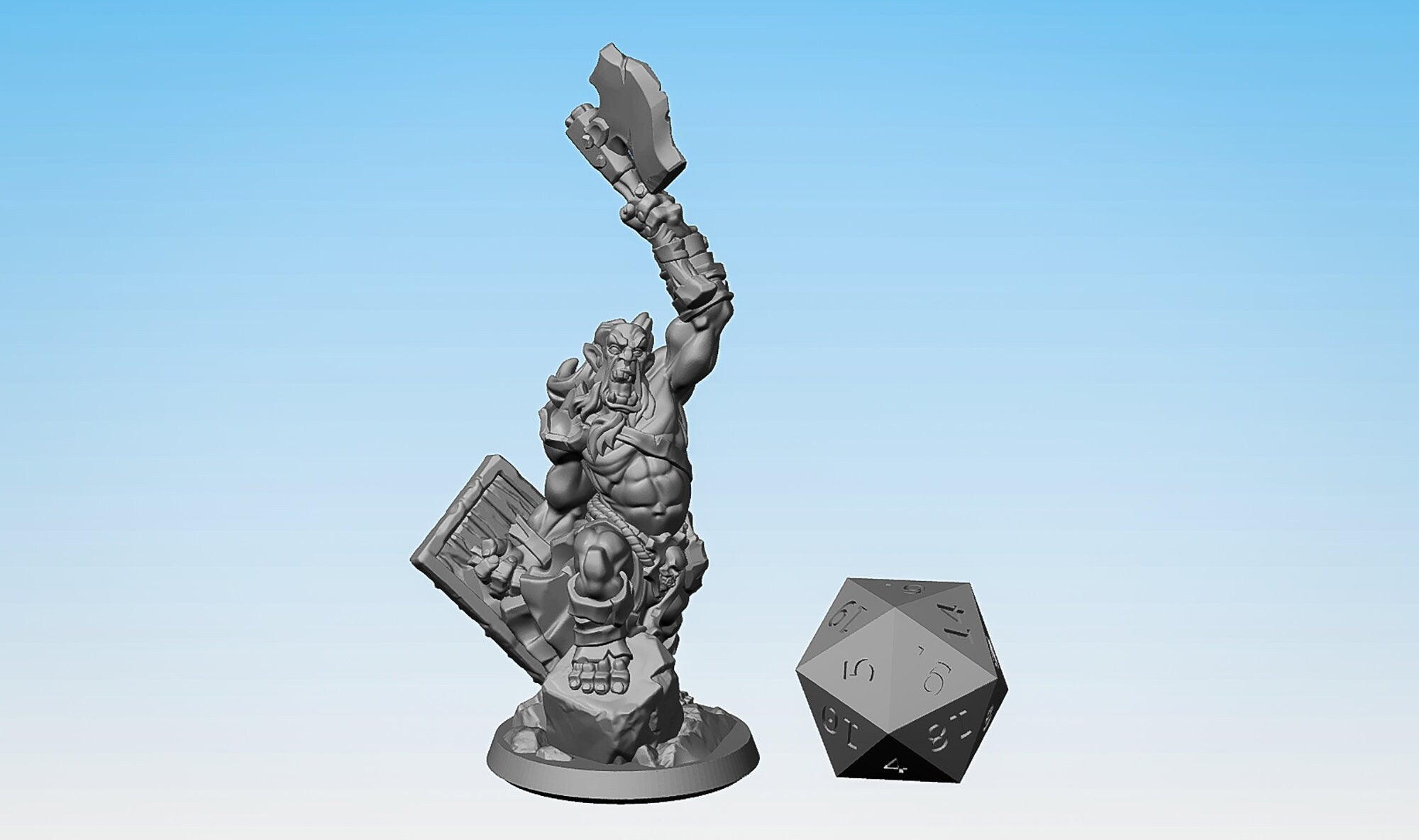 ORC Warrior "Axe Orc 02" | Dungeons and Dragons | DnD | Pathfinder | Tabletop | RPG | Hero Size | 28-32 mm-Role Playing Miniatures