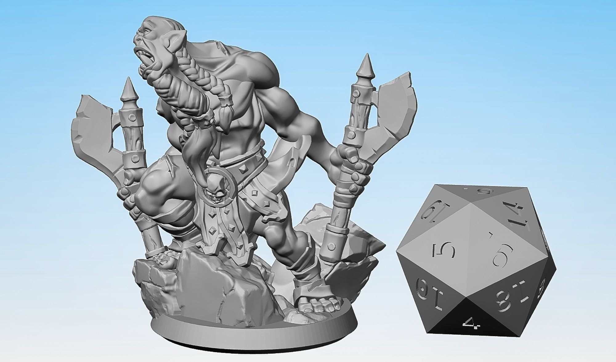 ORC Rager "Blood Rager Ork 01" | Dungeons and Dragons | DnD | Pathfinder | Tabletop | RPG | Hero Size | 28-32 mm-Role Playing Miniatures