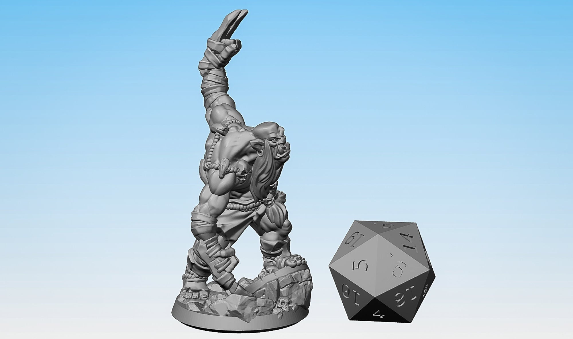 ORC Barbarian "Berserker Ork 01" | Dungeons and Dragons | DnD | Pathfinder | Tabletop | RPG | Hero Size | 28-32 mm-Role Playing Miniatures