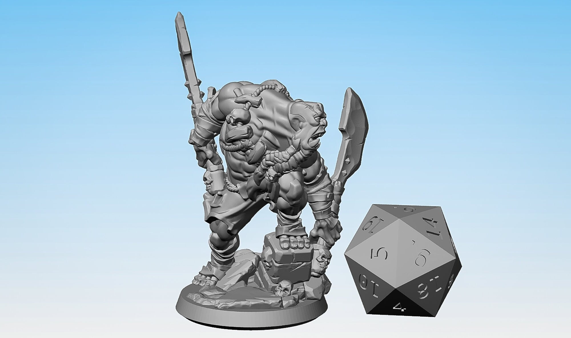 ORC Rager "Blood Rager Ork 02" | Dungeons and Dragons | DnD | Pathfinder | Tabletop | RPG | Hero Size | 28-32 mm-Role Playing Miniatures