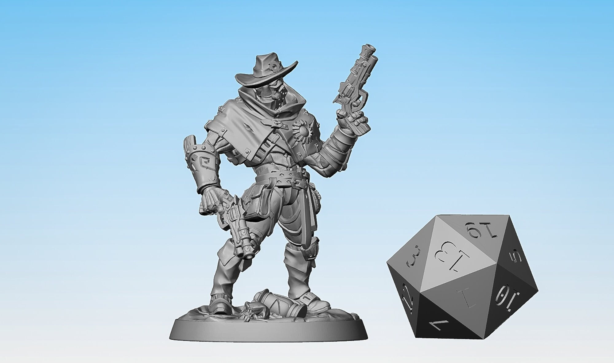 WARFORGED "Clay Westwood" (Gunslinger) | Dungeons and Dragons | DnD | Pathfinder | Tabletop | RPG | Hero Size | 28-32 mm-Role Playing Miniatures