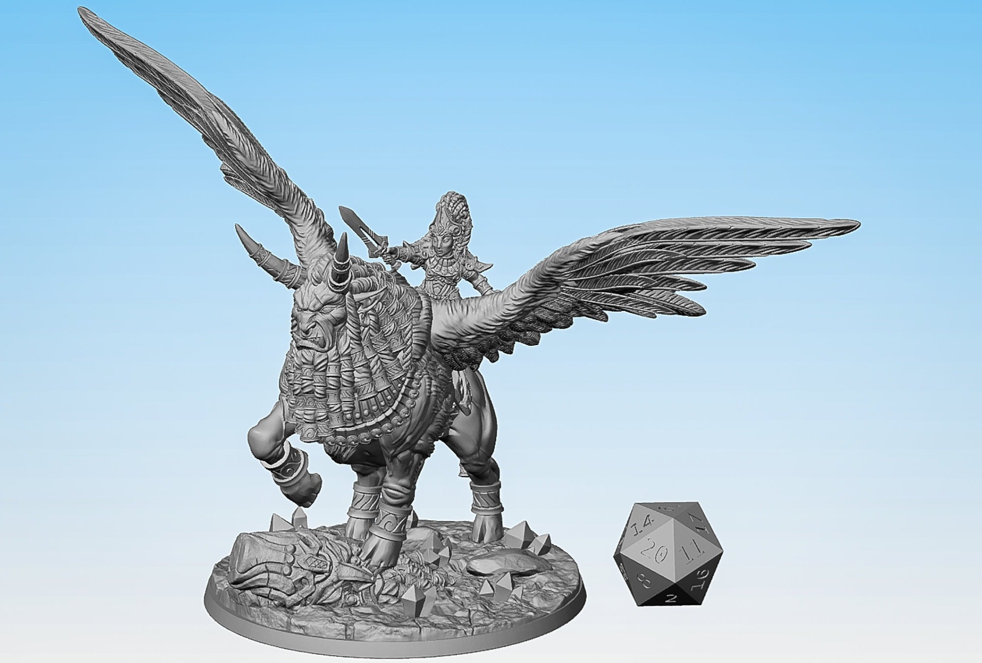 GNOME (f) "Ishtara on Golemmar Lamassu" | Dungeons and Dragons | DnD | Pathfinder | Tabletop | RPG | Hero Size | 28 mm-Role Playing Miniatures